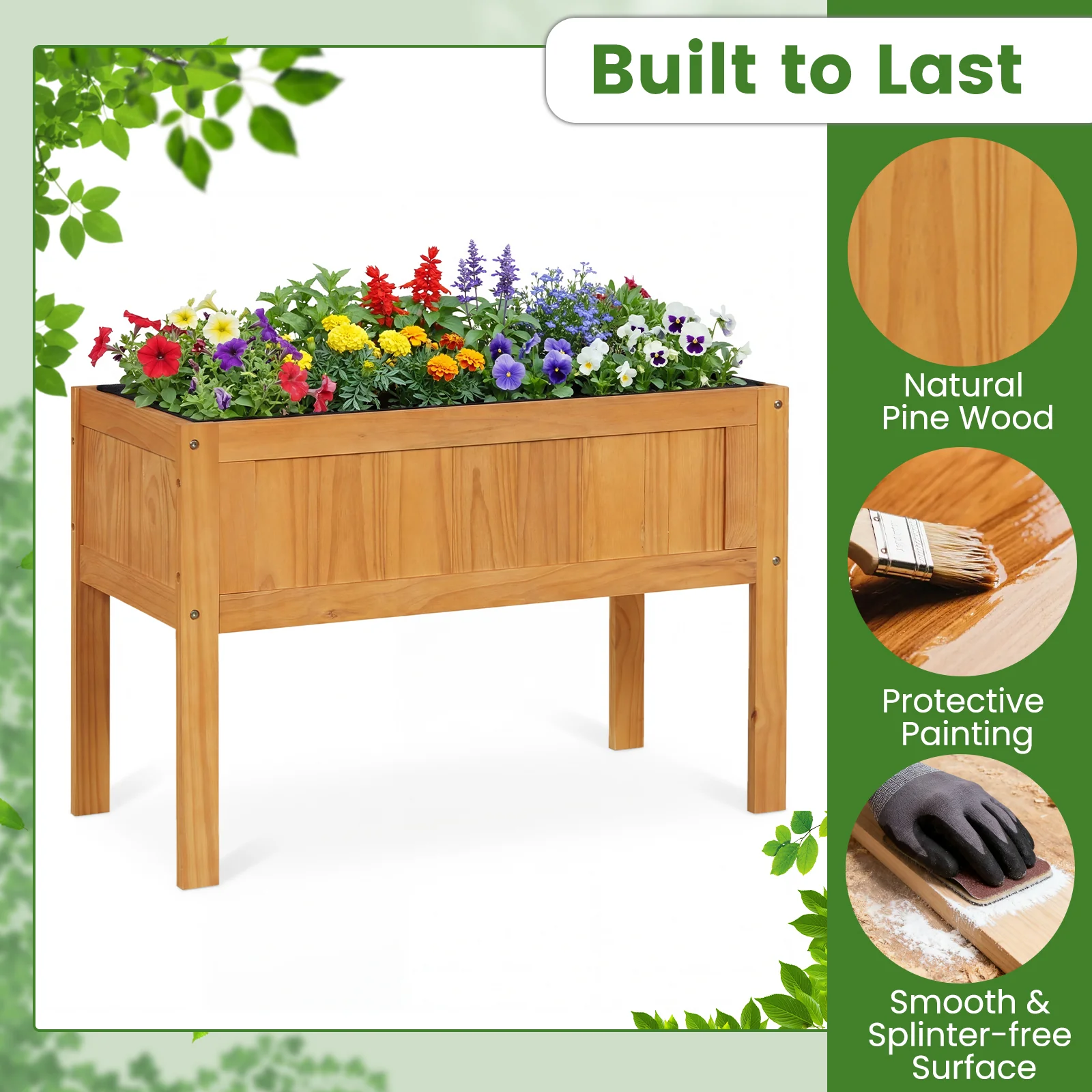 Wood Raised Garden Bed, Elevated Planter Box, Orange - Image 7