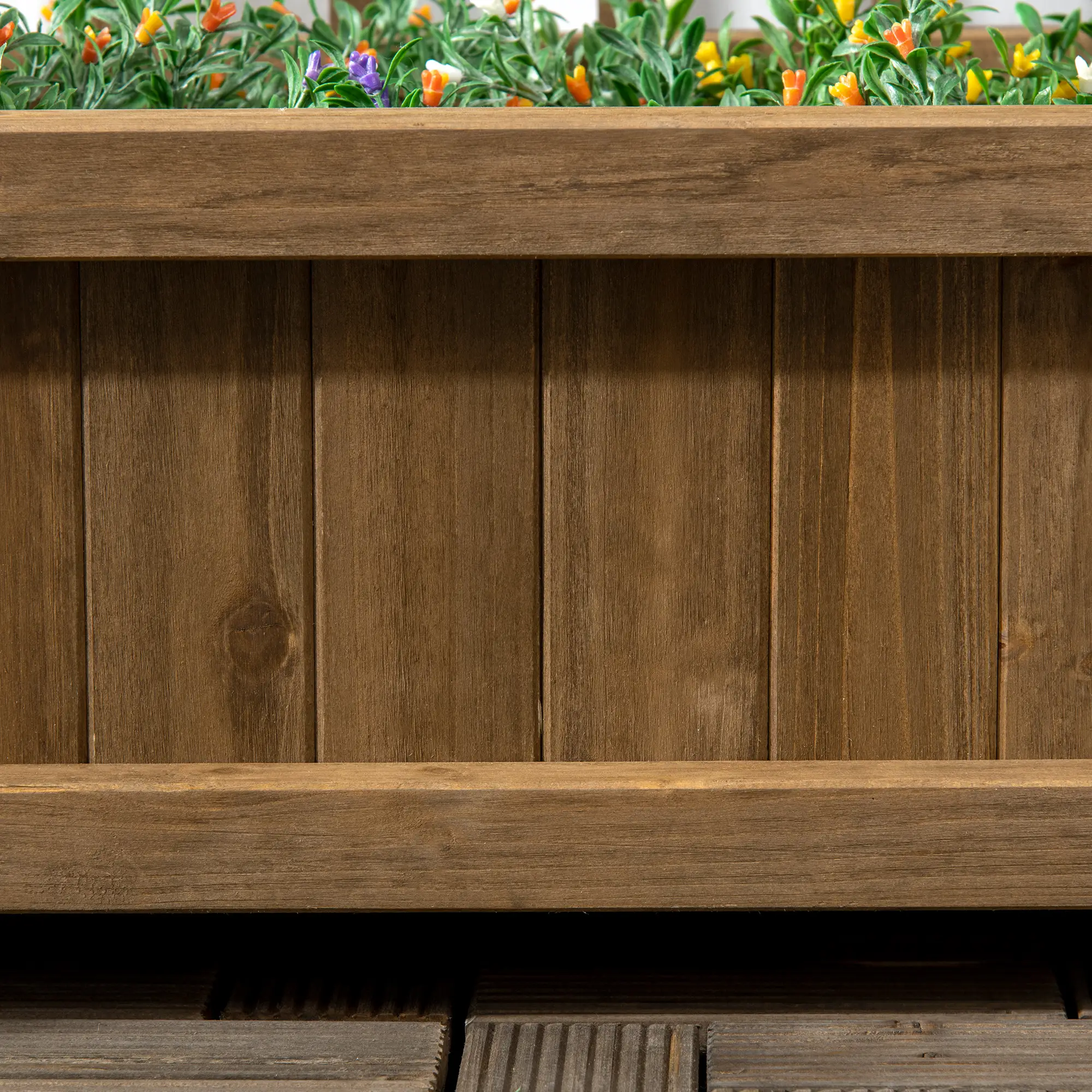 Wood Raised Garden Bed Planter with Trellis, Indoor Outdoor, Coffee - Image 9