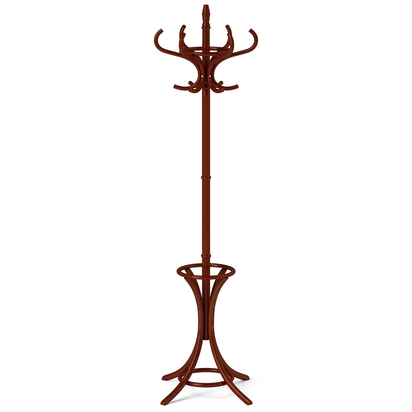 Wood Standing Hat Coat Rack With Umbrella Stand, Brown - Image 4