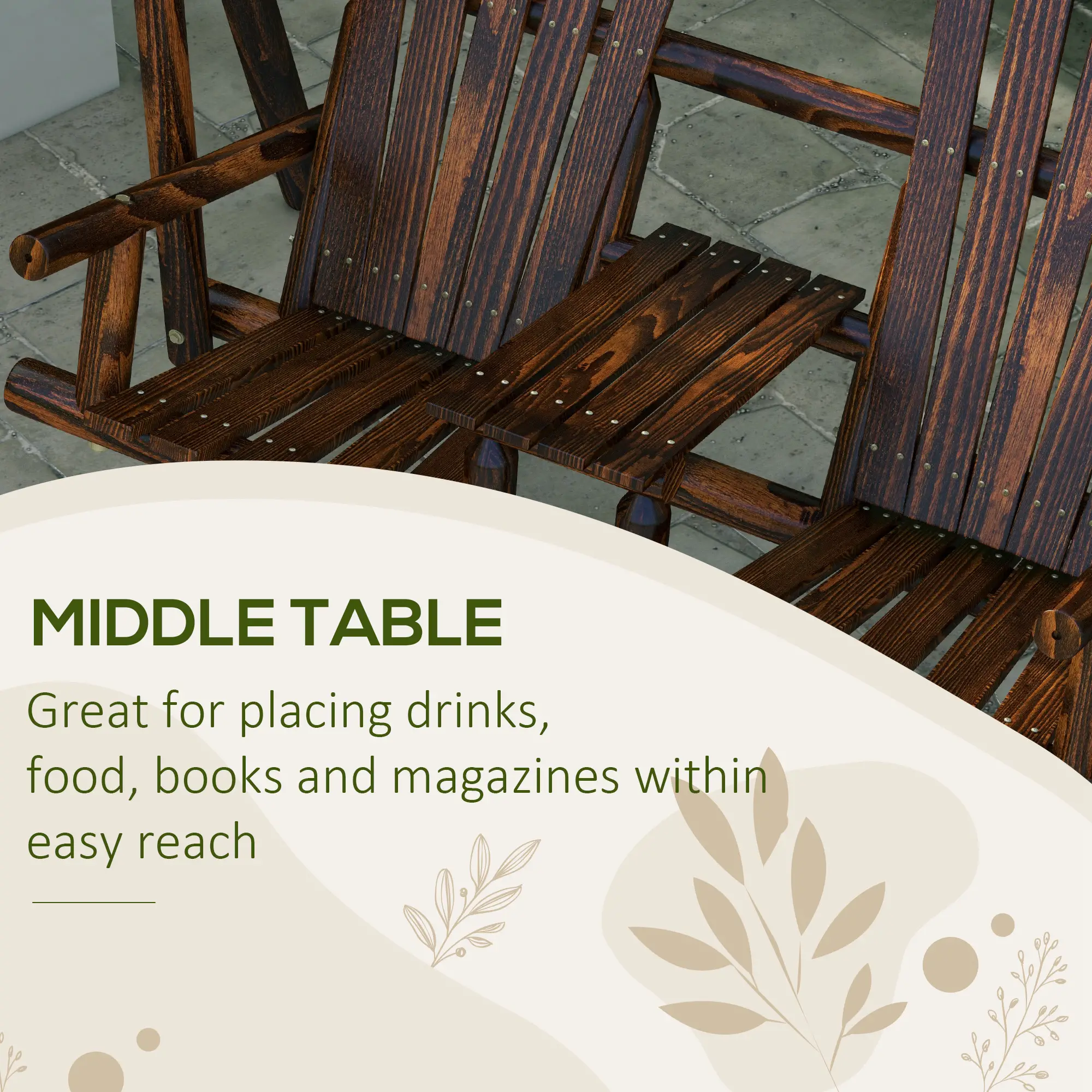 Wooden 2-Seat A-Frame Porch Swing, Rustic Patio Bench, Outdoor Furniture - Image 5