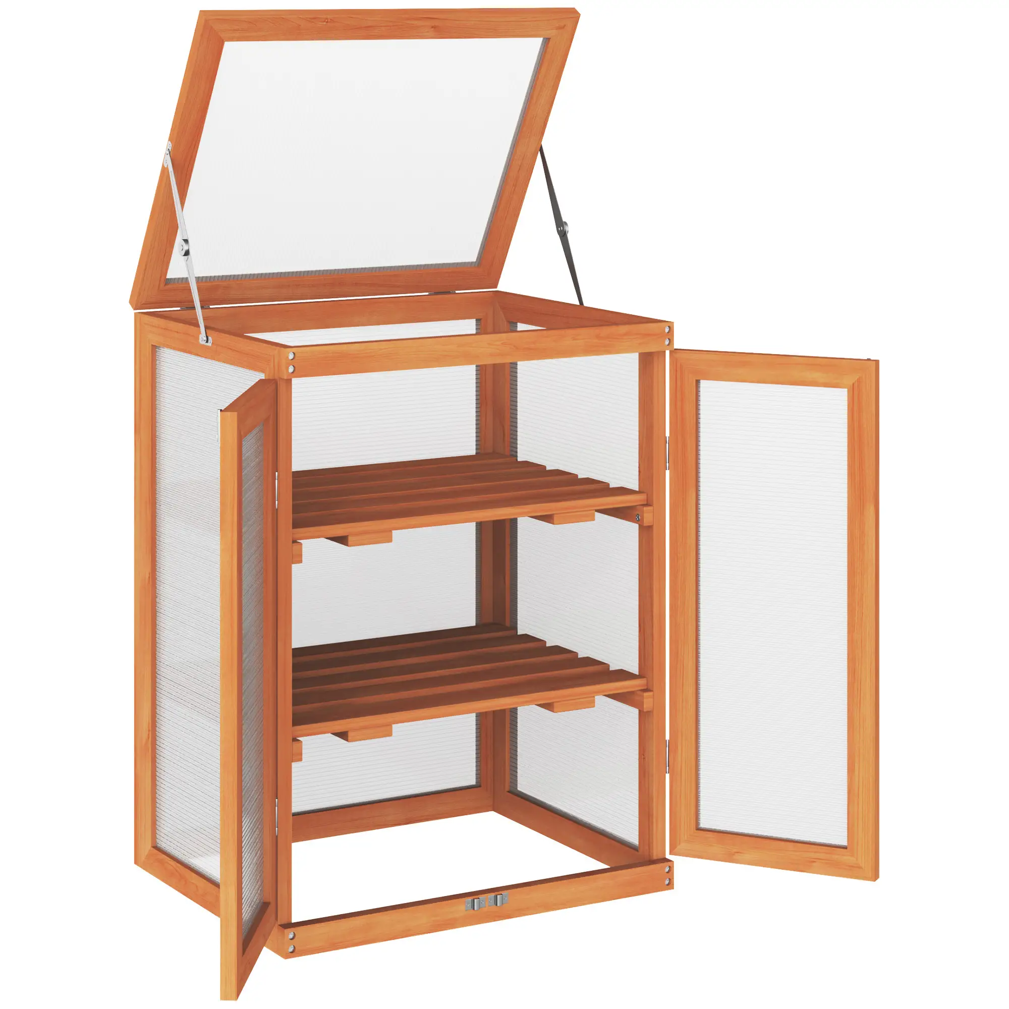 Wooden 2 Tier Cold Frame Greenhouse, 22.8" x 17.3" x 30.7", Orange - Image 11