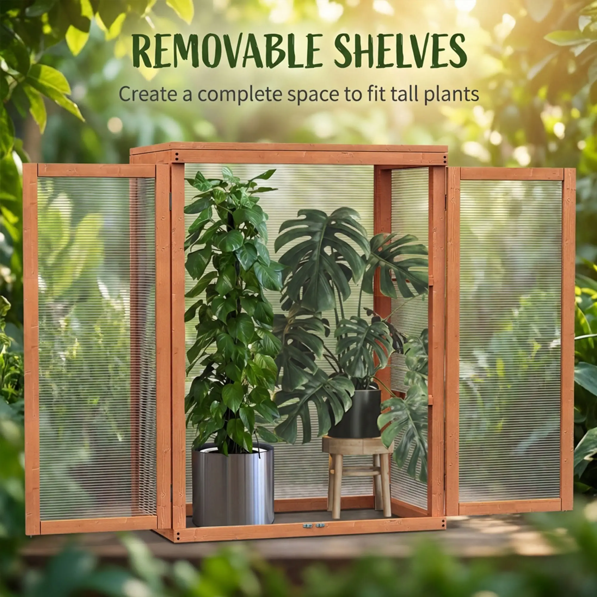Wooden 2 Tier Cold Frame Greenhouse, 22.8" x 17.3" x 30.7", Orange - Image 7