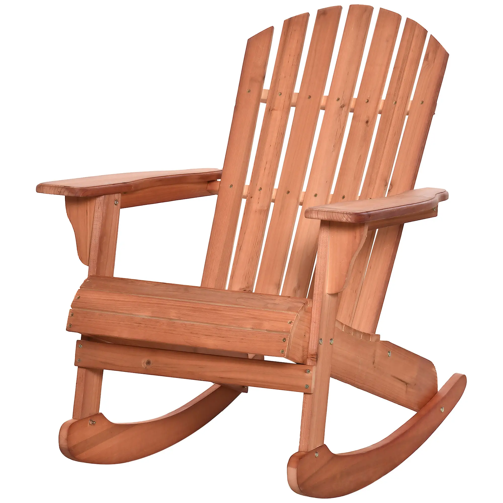 Wooden Adirondack Rocking Chair, Slatted Design, Teak - Image 11