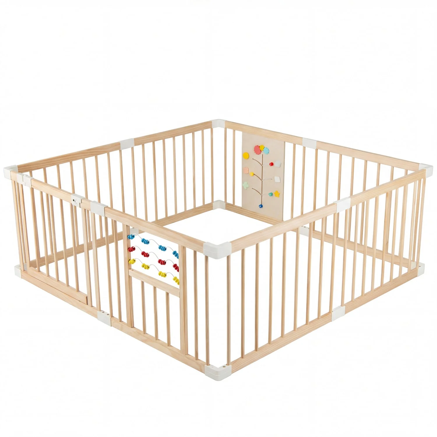 Wooden Baby Playpen, Adjustable Large Play Yard, Natural - Image 4