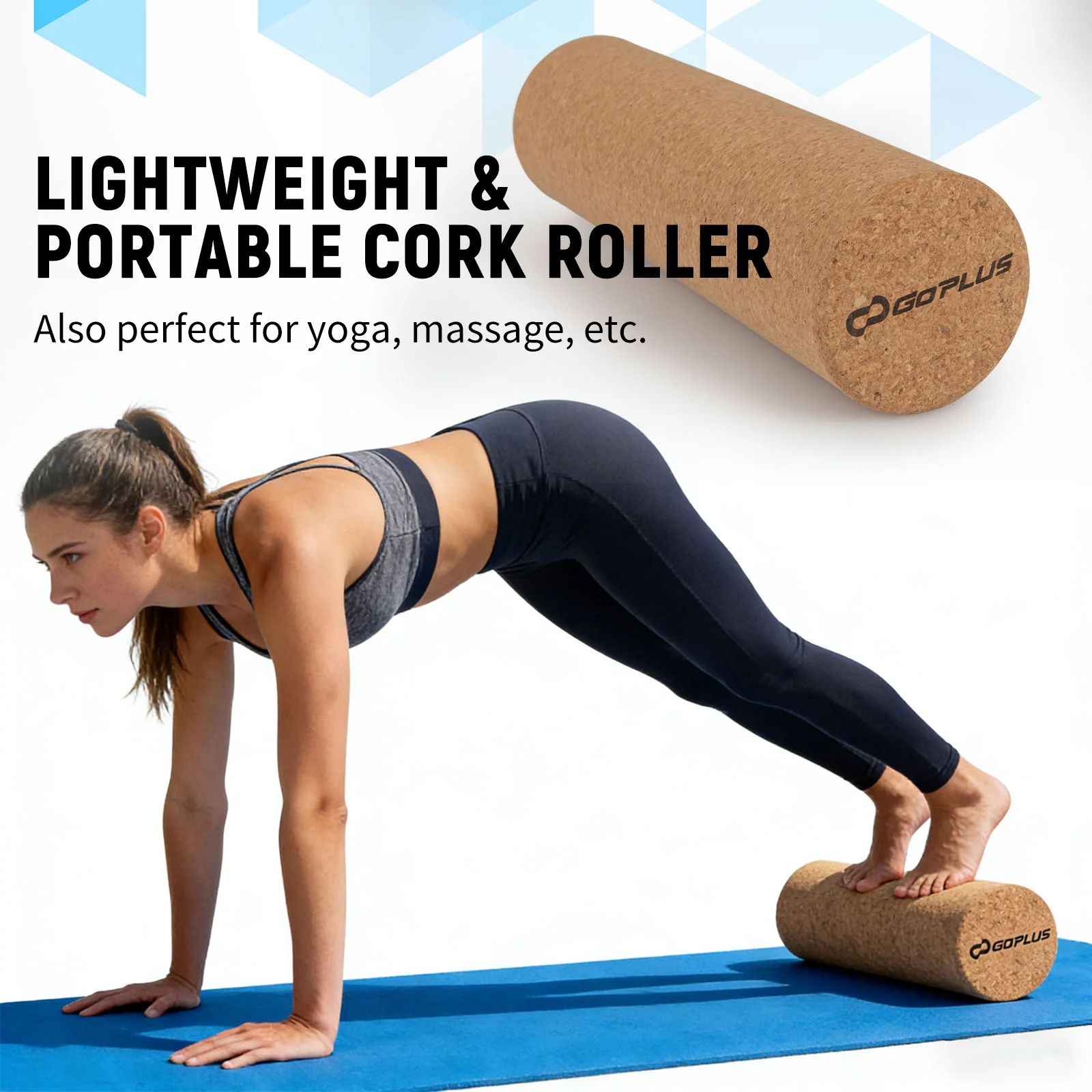 Wooden Balancing Board with Cork Roller and Storage Rack to Exercise-HS, Black - Image 8