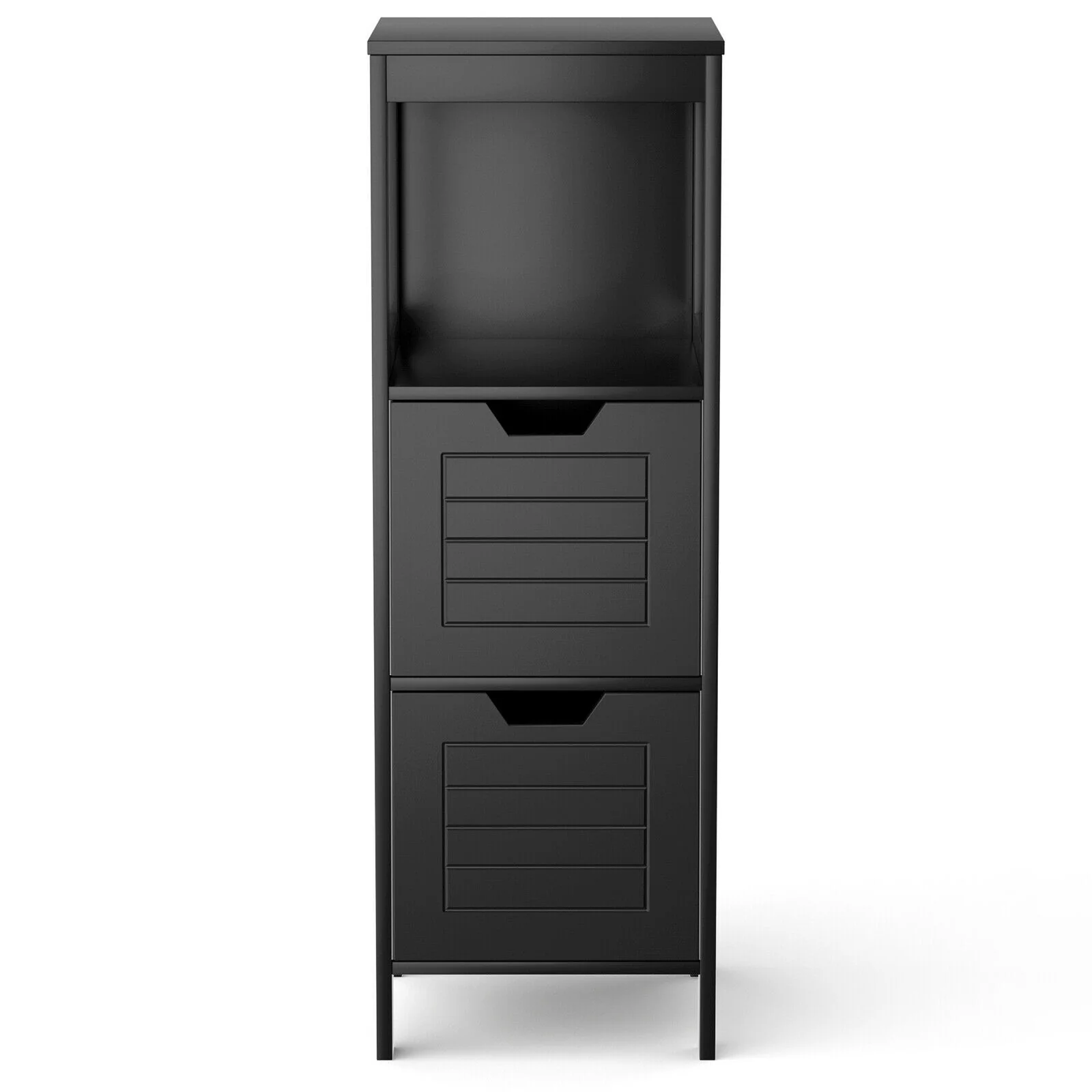 Wooden Bathroom Floor Cabinet, Storage Rack Organizer, Black - Image 9