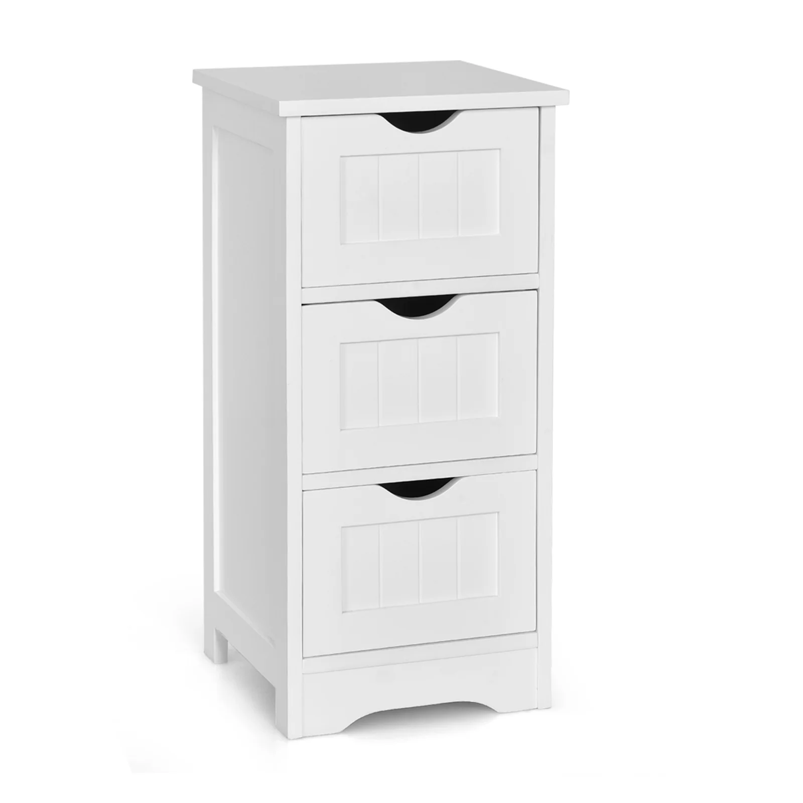 Wooden Bathroom Storage Cabinet, 3-Tier Free Standing Organizer, White - Image 4