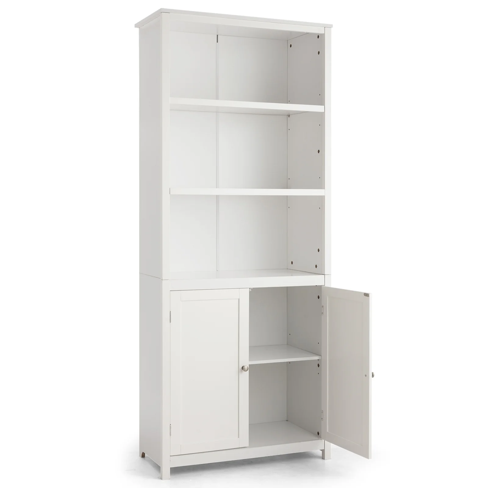Wooden Bookcase With Doors, White - Image 8