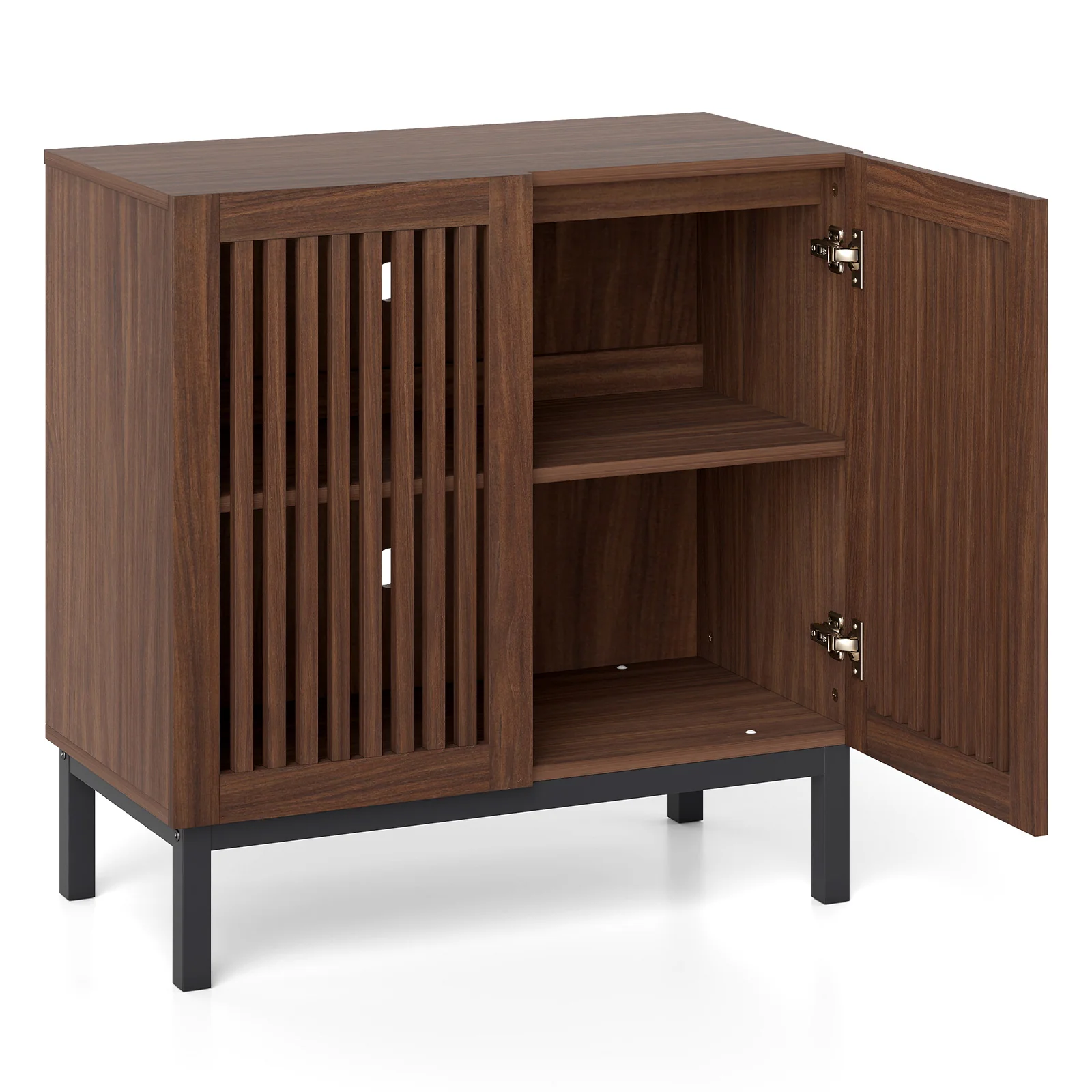 Wooden Buffet Cabinet, 32" Storage Sideboard, Walnut Coffee Bar Station