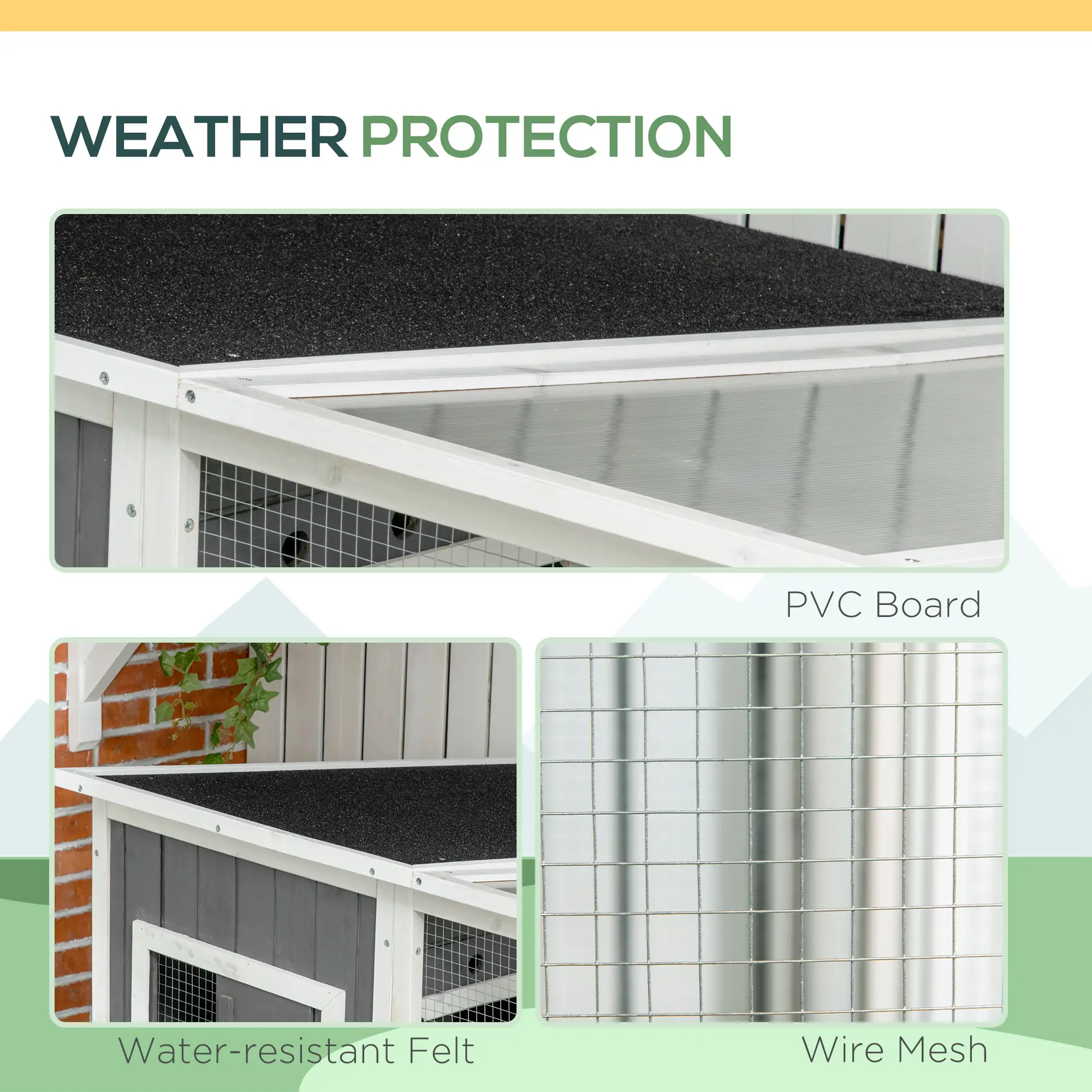Wooden Cat Catio, 66.5"L Outdoor Cat House, PVC Roof, Multiple Platforms - Image 7