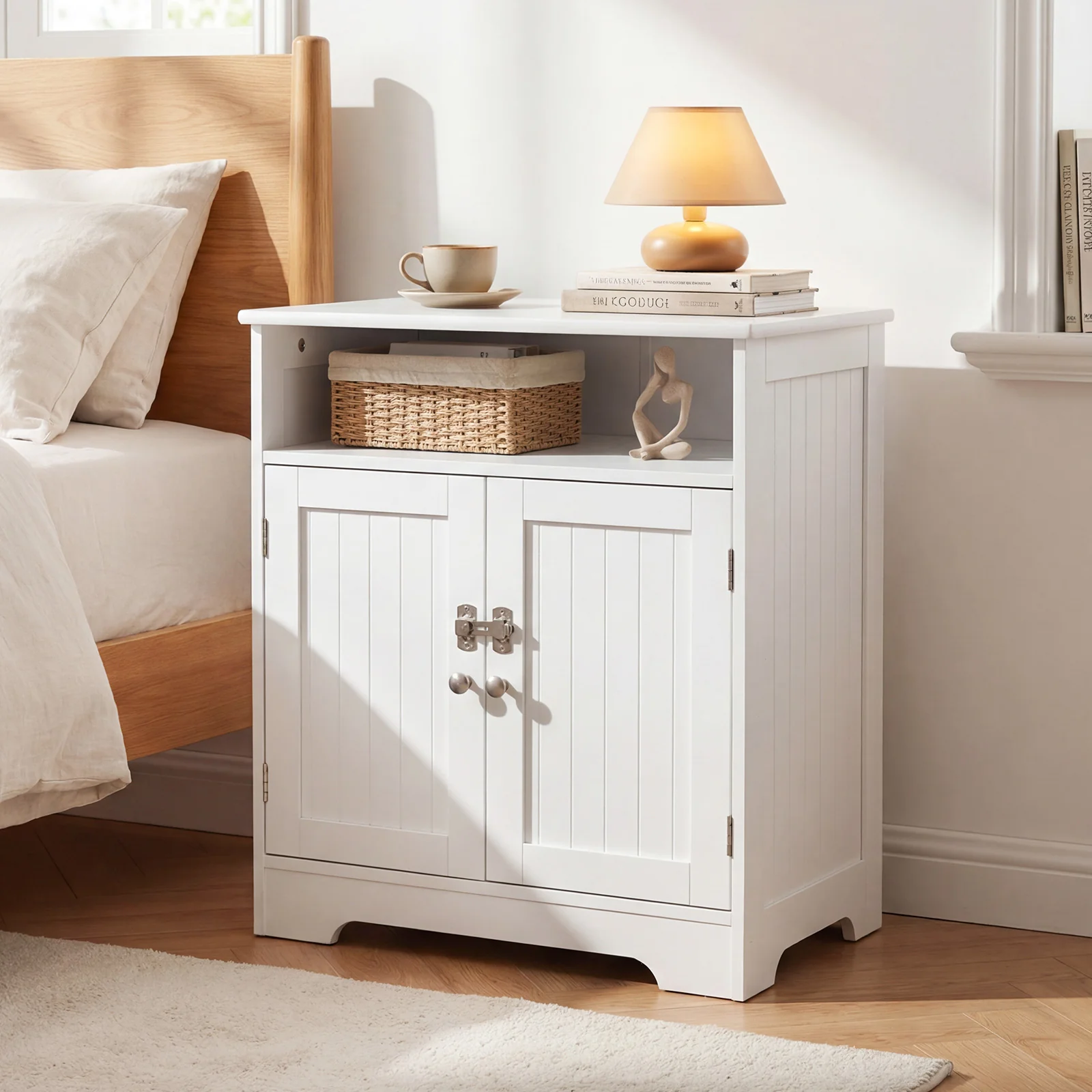 Wooden Cat Litter Box Enclosure, Hidden Pet Washroom Furniture, White - Image 7