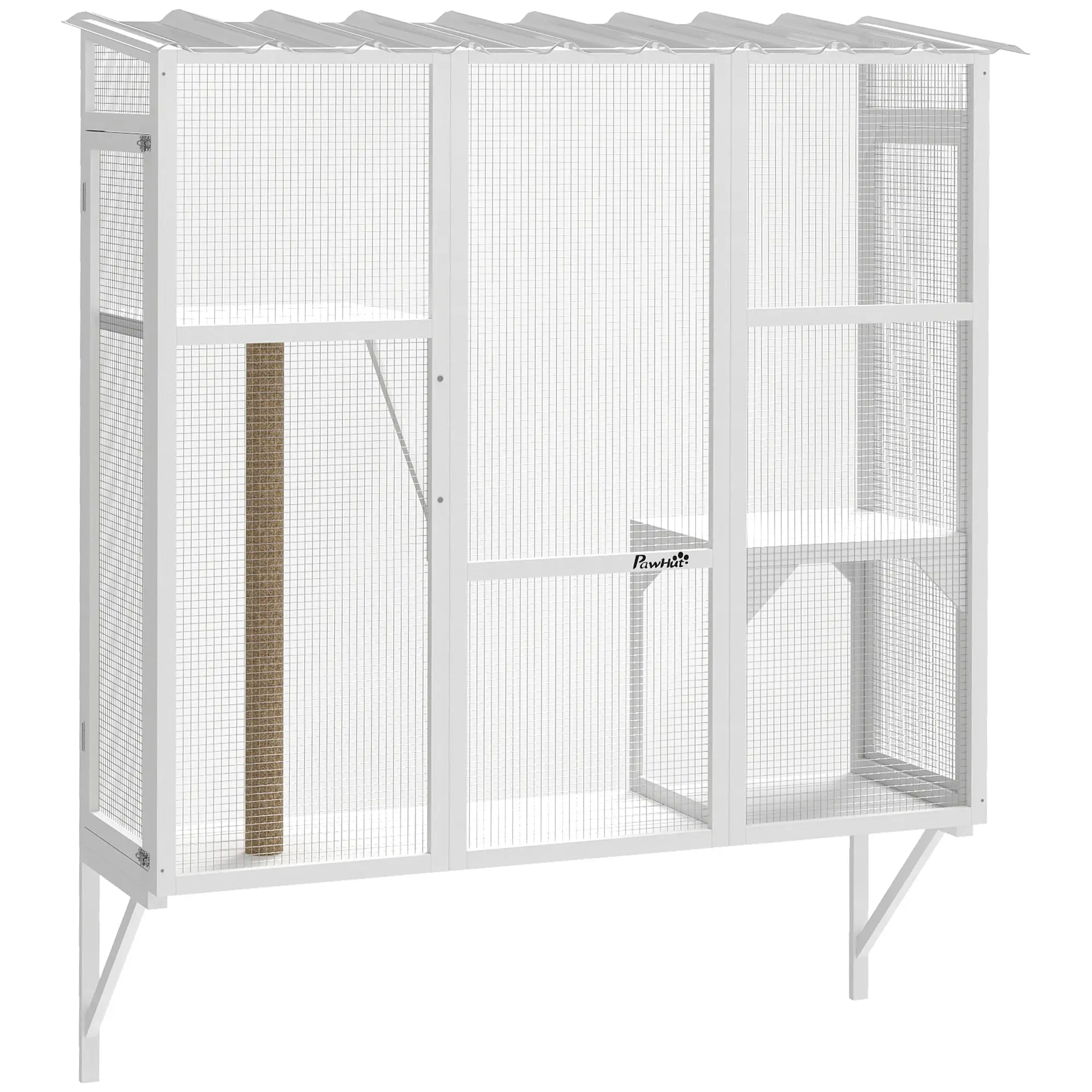 Wooden Catio Outdoor, Cat Window Box Enclosure, White - Image 11