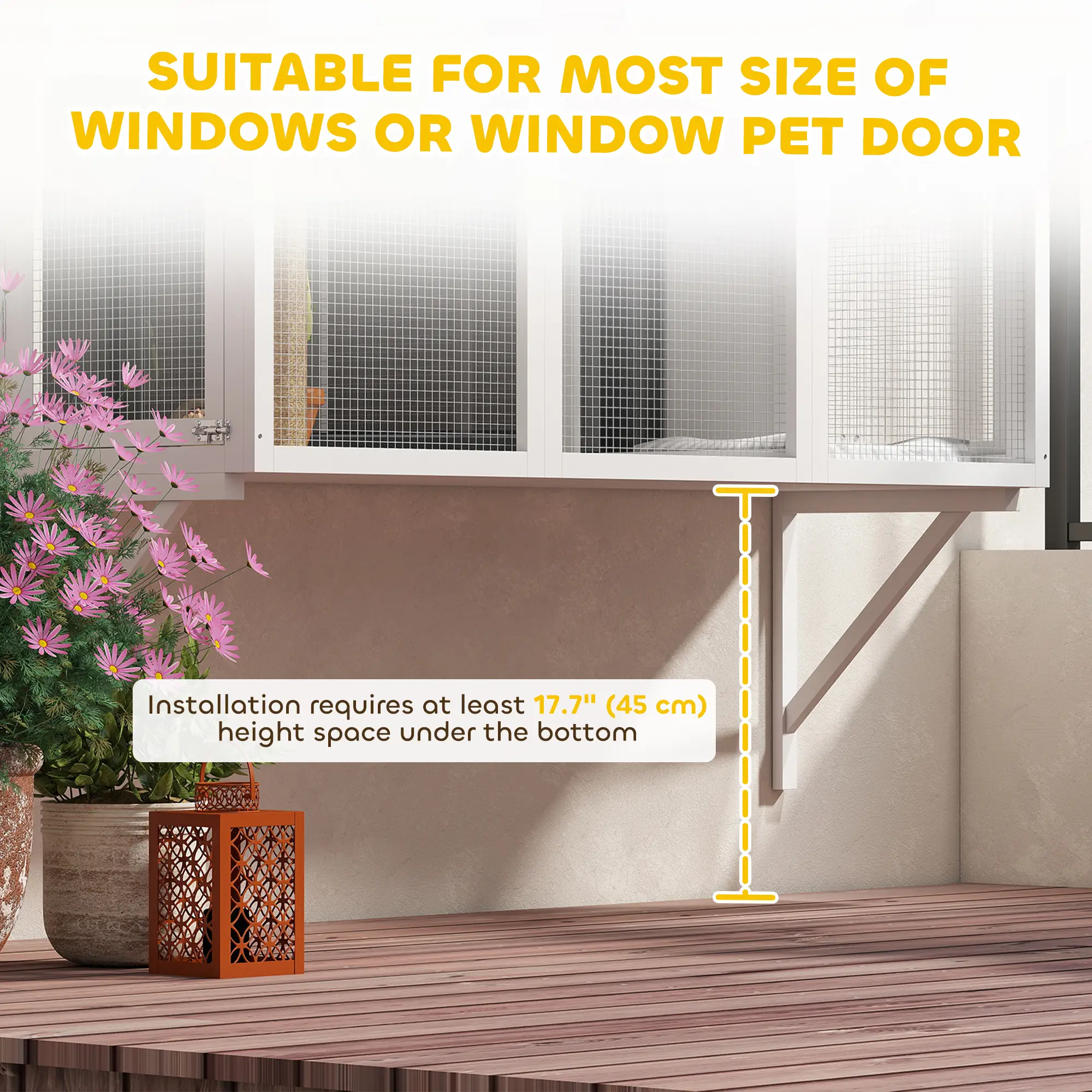 Wooden Catio Outdoor, Cat Window Box Enclosure, White - Image 7