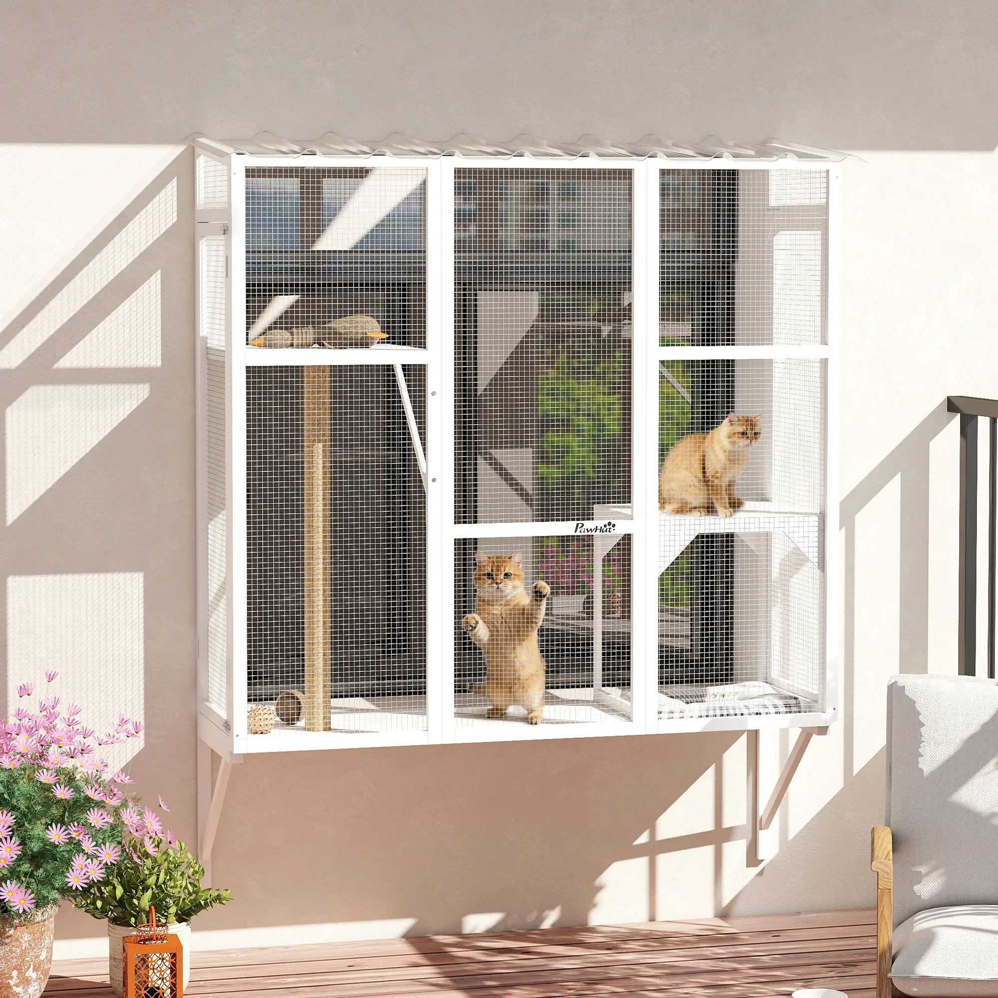 Wooden Catio Outdoor, Cat Window Box Enclosure, White - Image 8