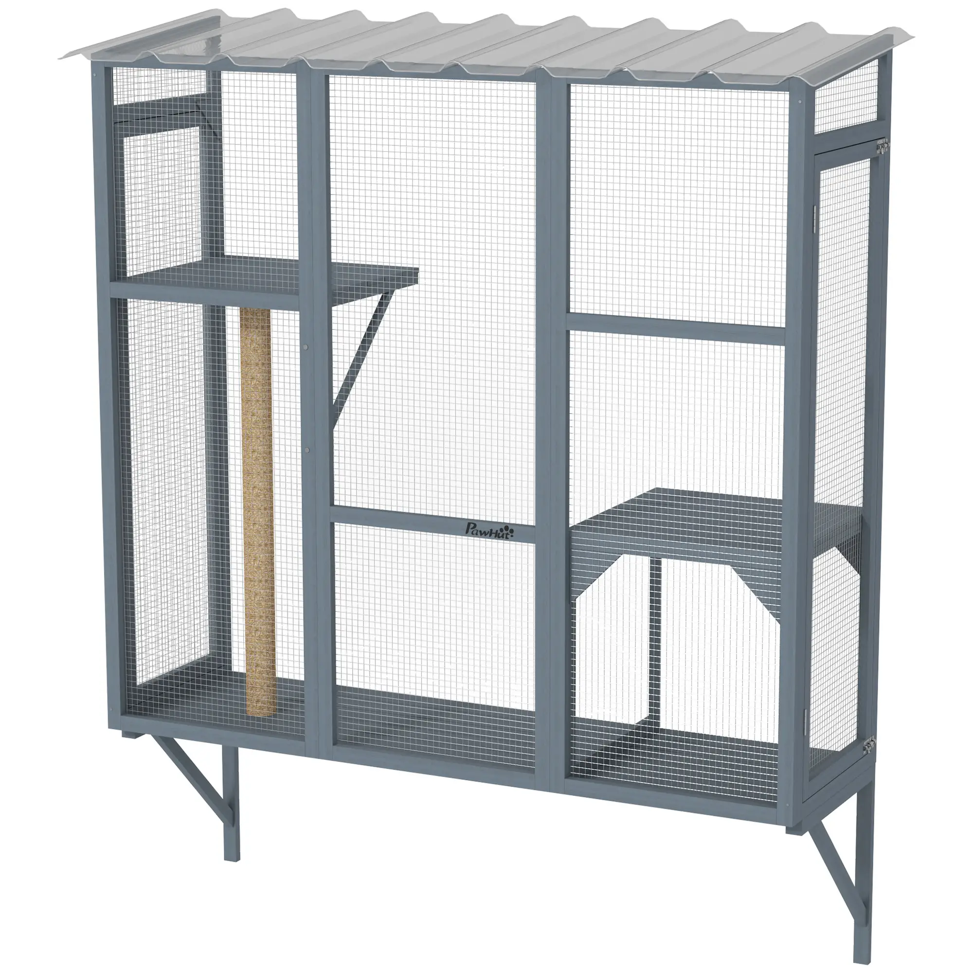 Wooden Catio Outdoor Enclosure, Large Size, Grey