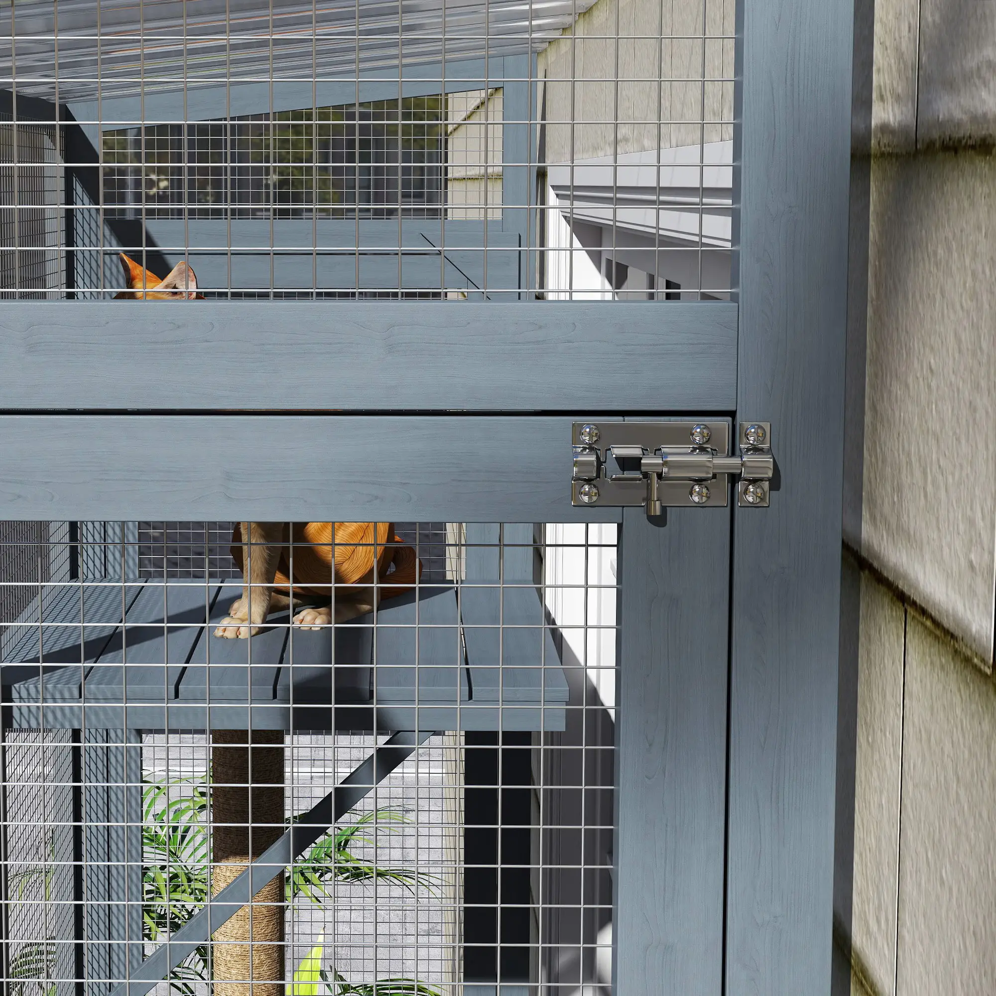 Wooden Catio Outdoor Enclosure, Large Size, Grey - Image 10