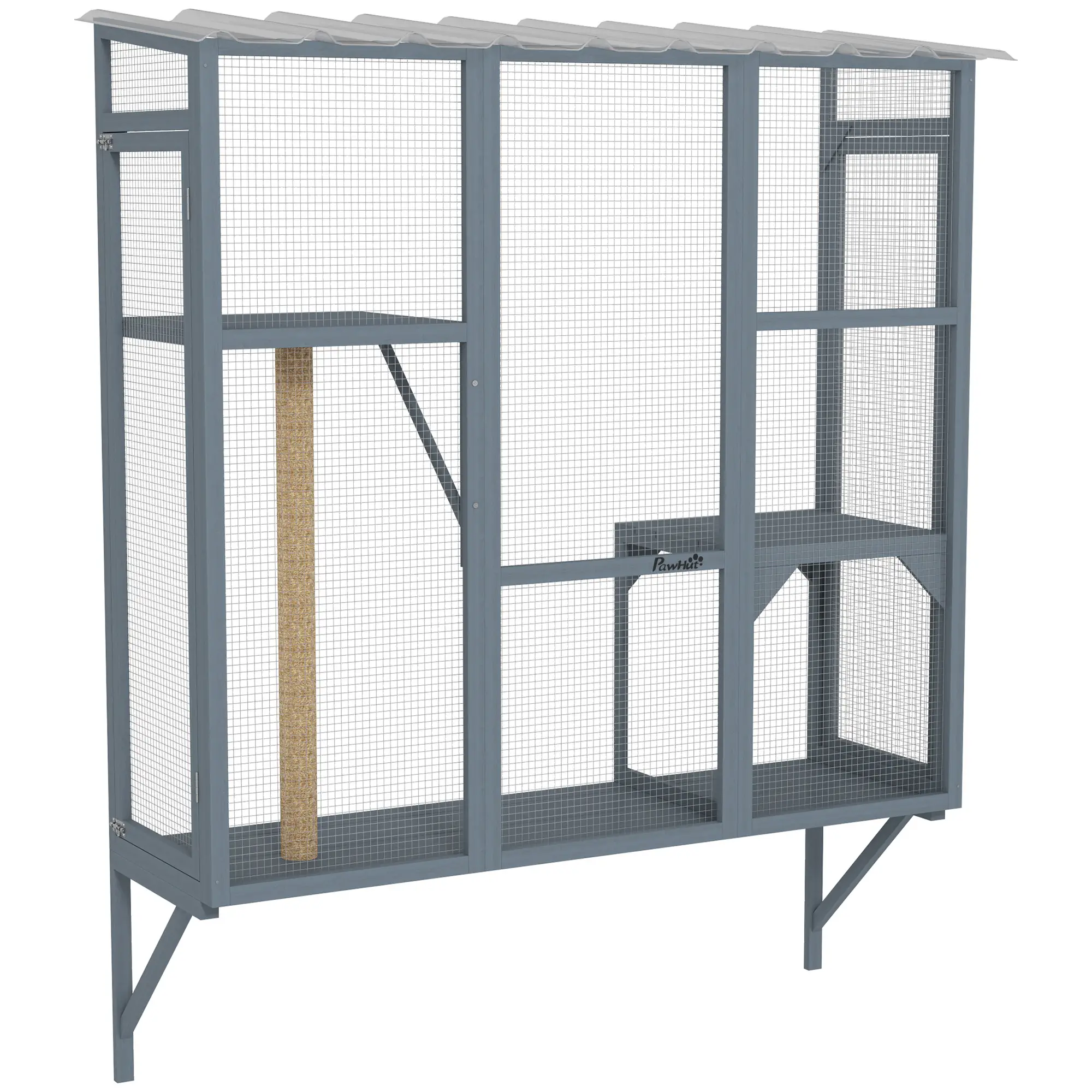 Wooden Catio Outdoor Enclosure, Large Size, Grey - Image 11