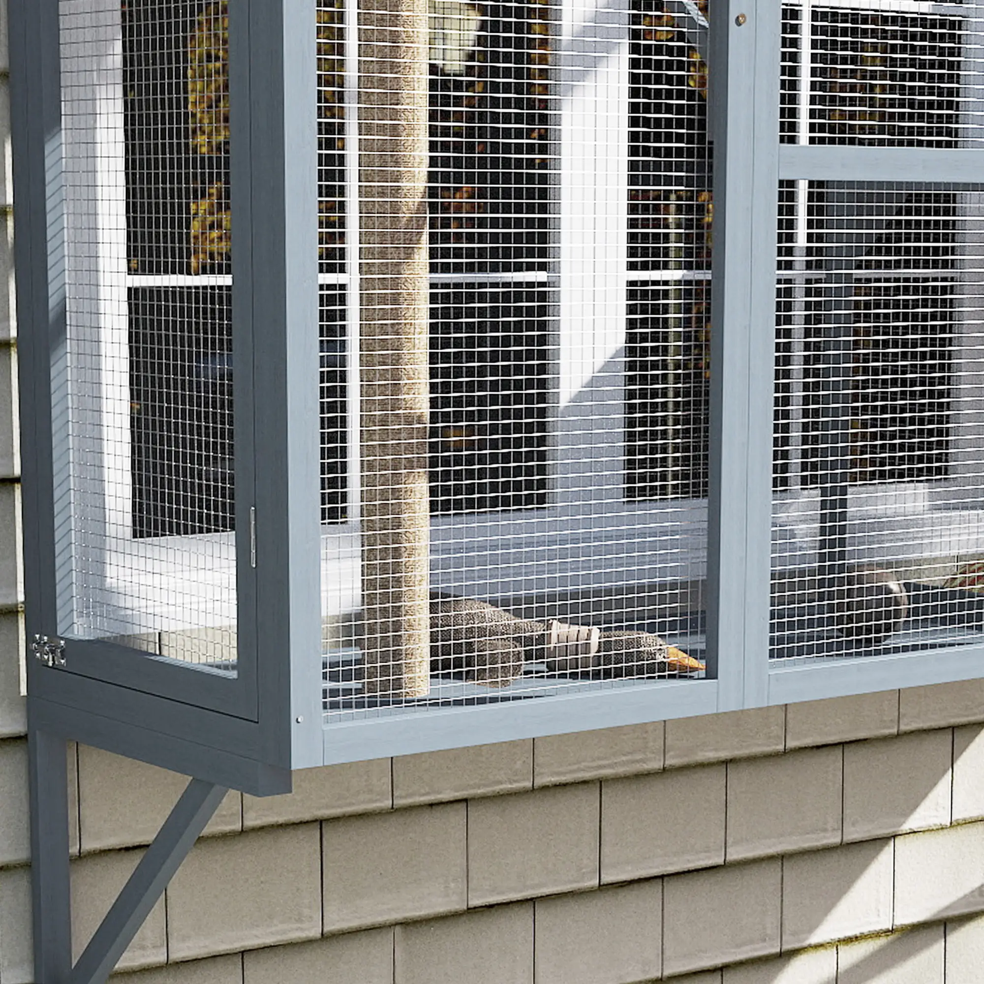 Wooden Catio Outdoor Enclosure, Large Size, Grey - Image 9