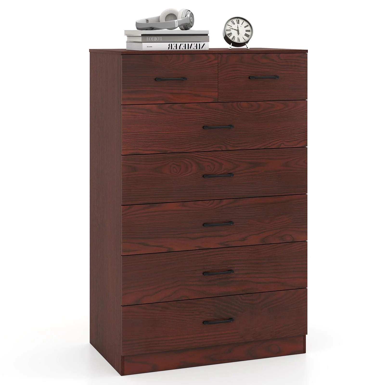 Wooden Chest Of Drawers, Anti-Toppling Device, Metal Handles, Espresso