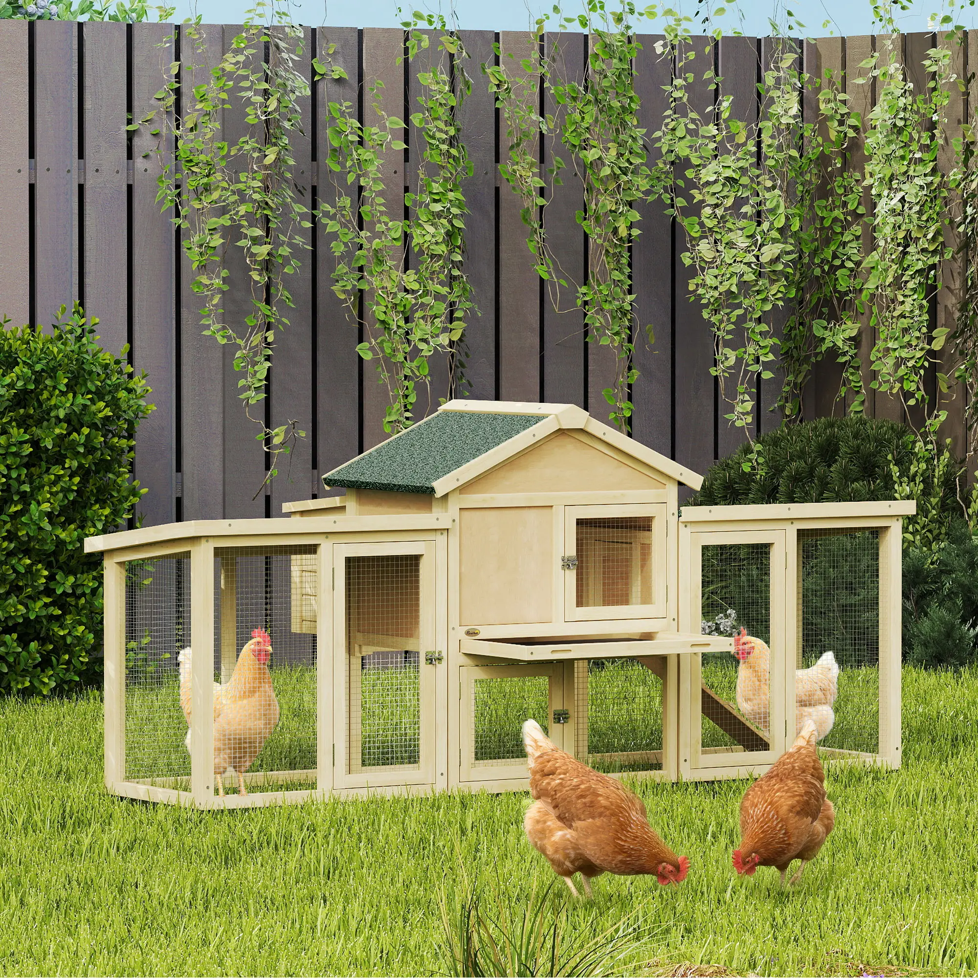 Wooden Chicken Coop, Large Rabbit Hutch, Nesting Box, Run, Ramp, Drawer - Image 2