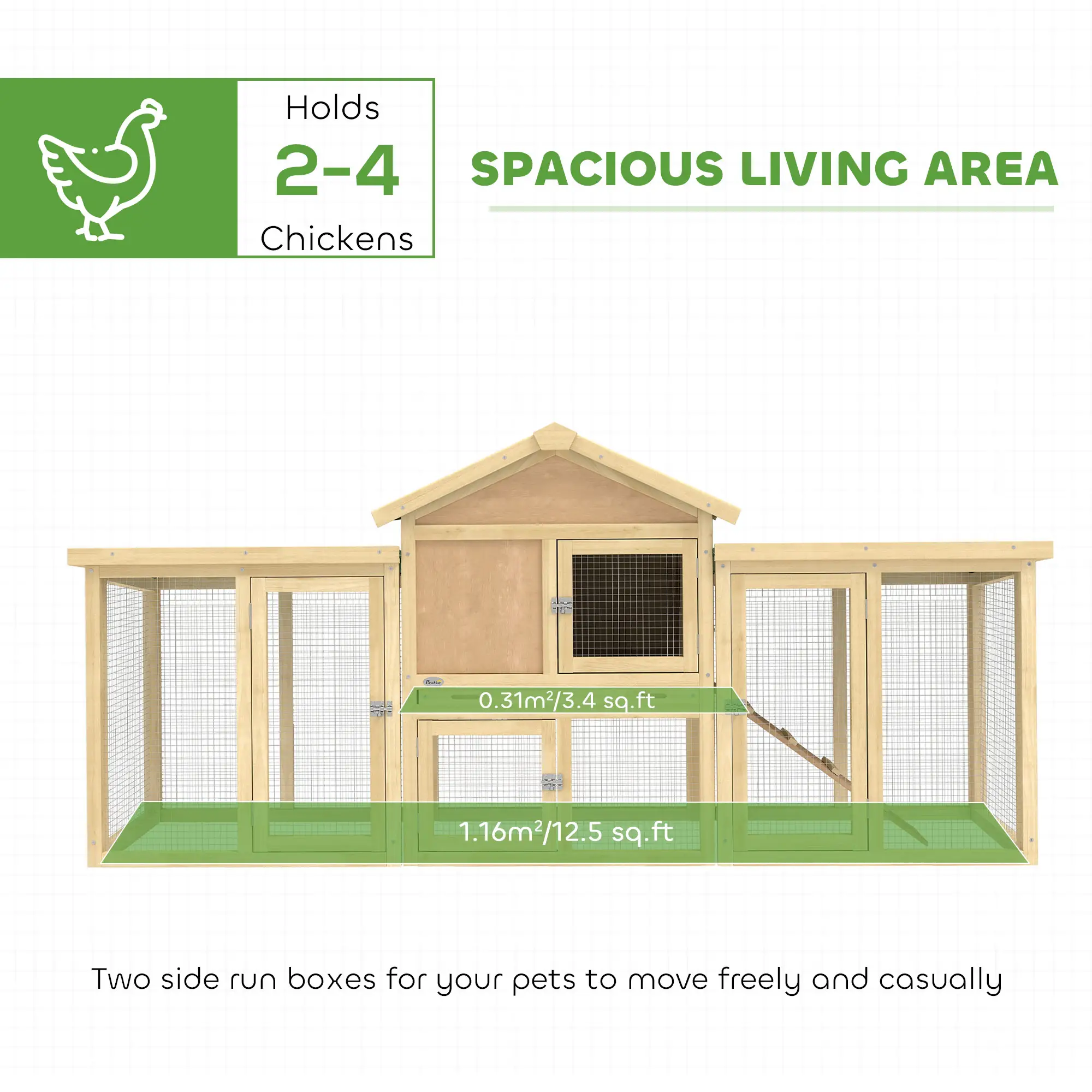 Wooden Chicken Coop, Large Rabbit Hutch, Nesting Box, Run, Ramp, Drawer - Image 4