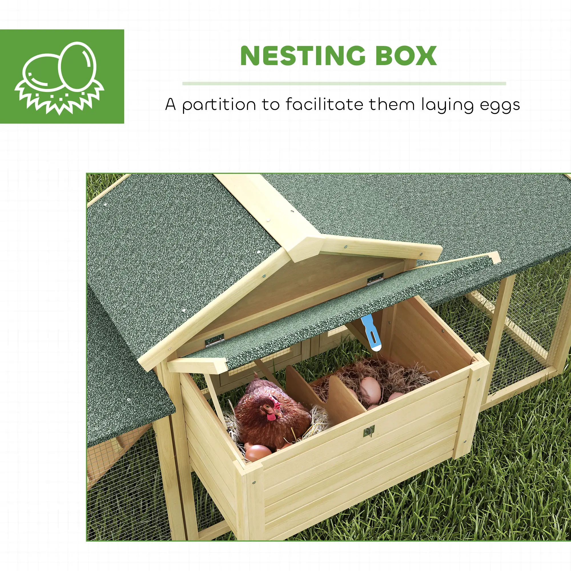 Wooden Chicken Coop, Large Rabbit Hutch, Nesting Box, Run, Ramp, Drawer - Image 6