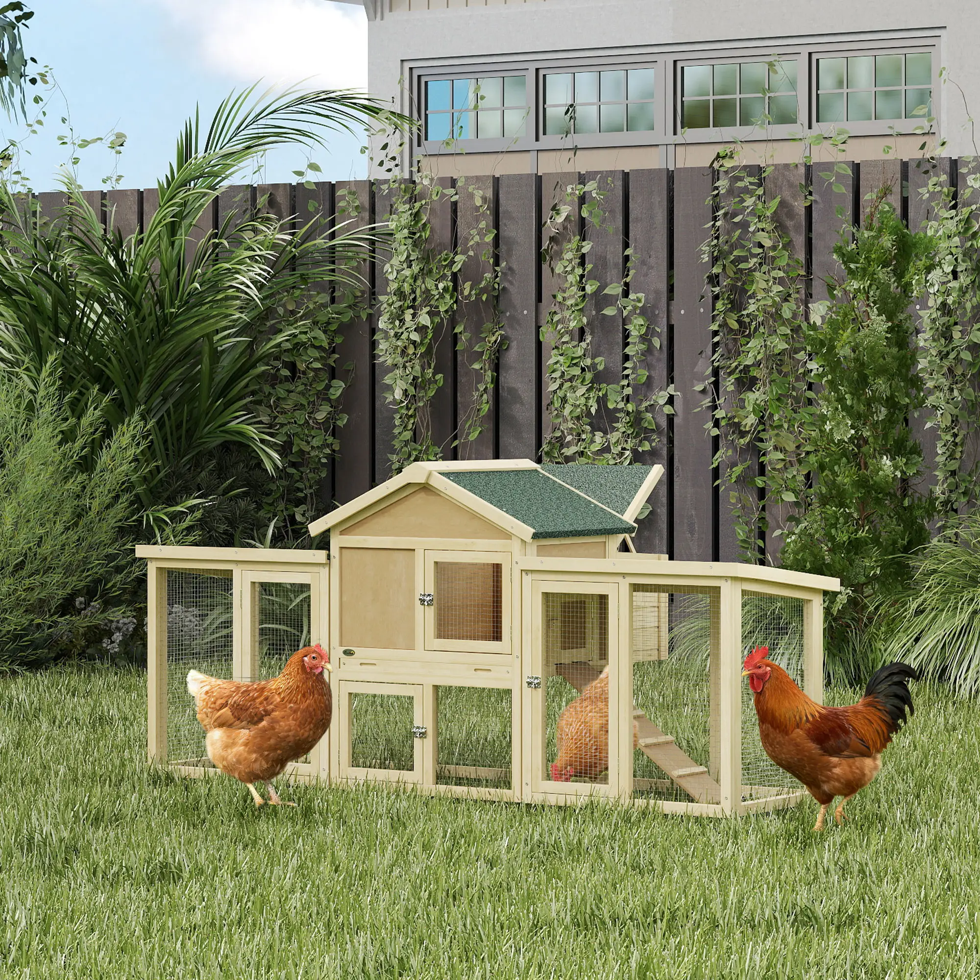 Wooden Chicken Coop, Large Rabbit Hutch, Nesting Box, Run, Ramp, Drawer - Image 8
