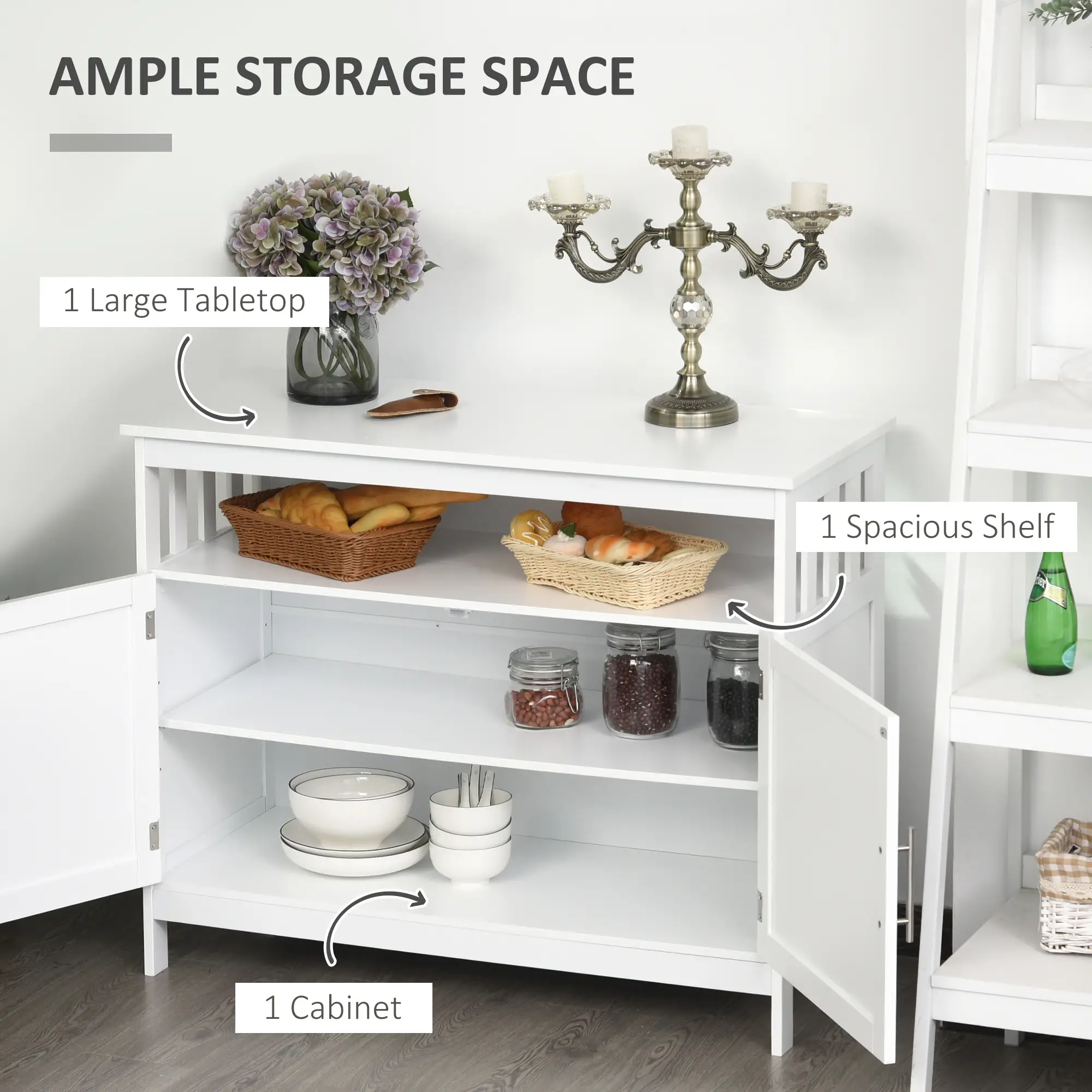 Wooden Console Table, Open Shelf, 2 Layer Cabinet, Kitchen Furniture - Image 4