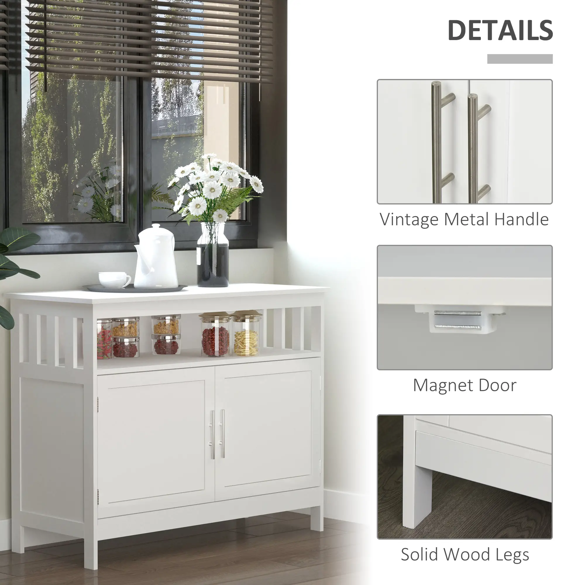 Wooden Console Table, Open Shelf, 2 Layer Cabinet, Kitchen Furniture - Image 7