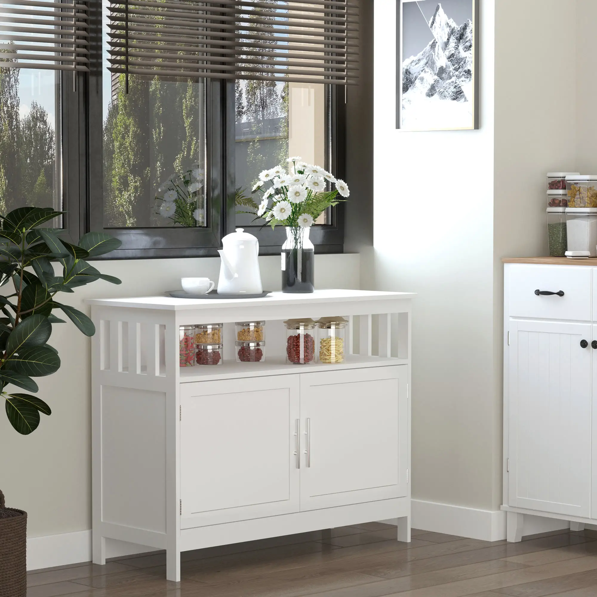 Wooden Console Table, Open Shelf, 2 Layer Cabinet, Kitchen Furniture - Image 8