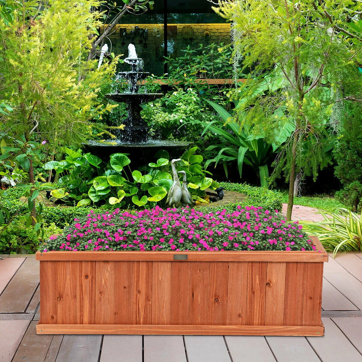 Wooden Decorative Planter Box, Brown - Image 2