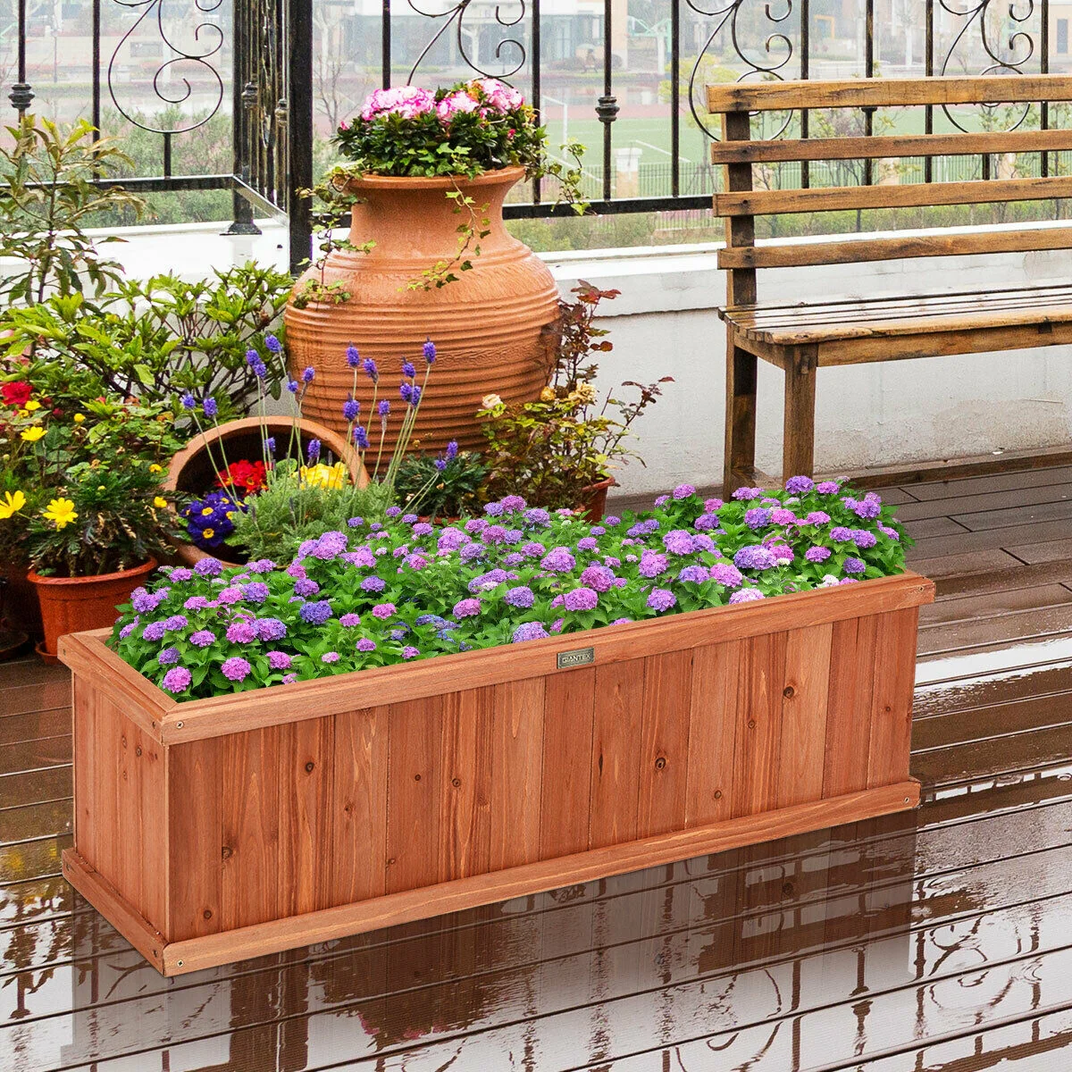 Wooden Decorative Planter Box, Brown - Image 3