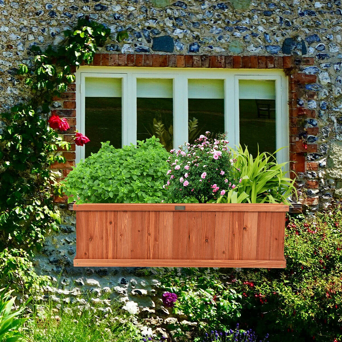 Wooden Decorative Planter Box, Brown - Image 9