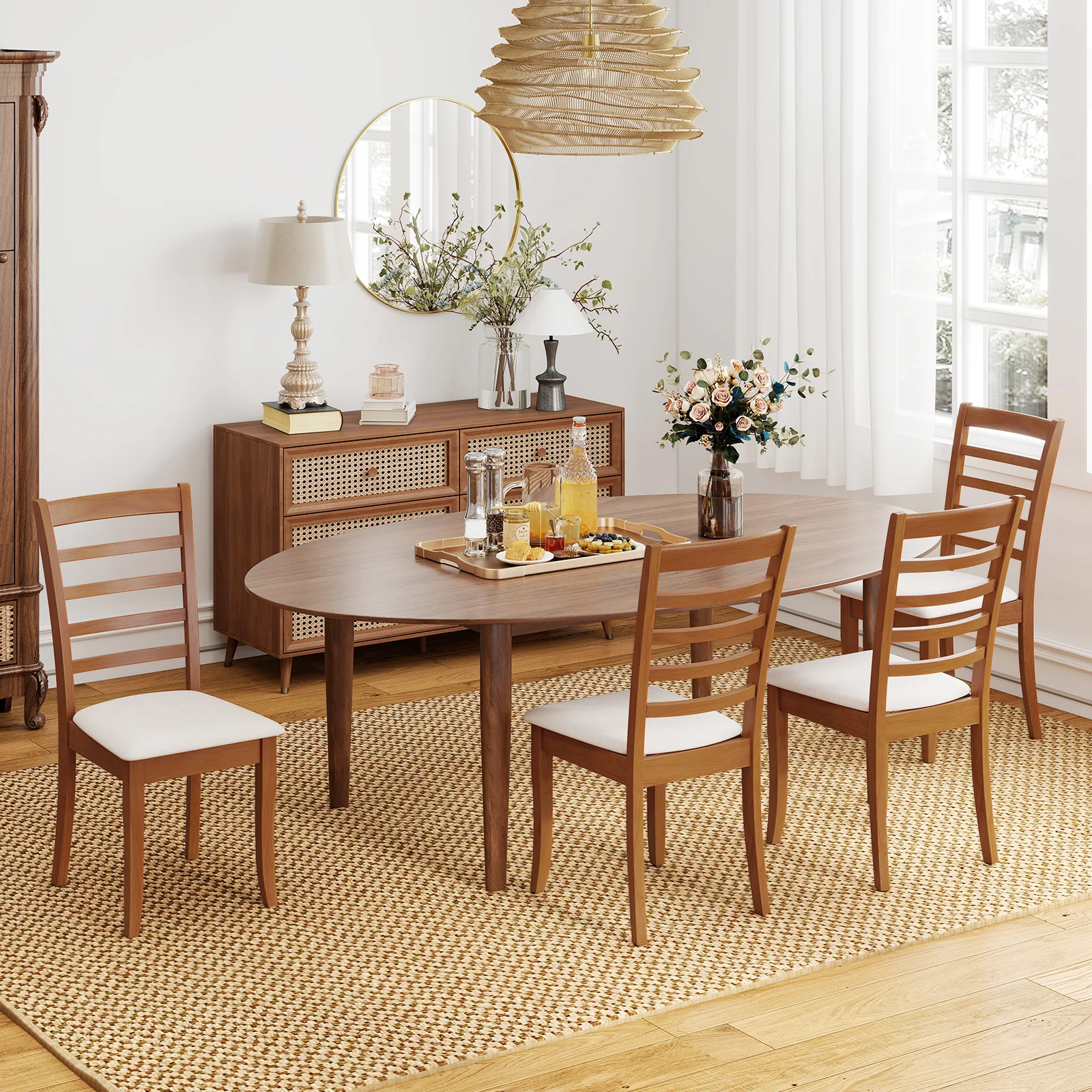 Wooden Dining Chair Set, Modern Upholstered Kitchen Chair, Beige - Image 10