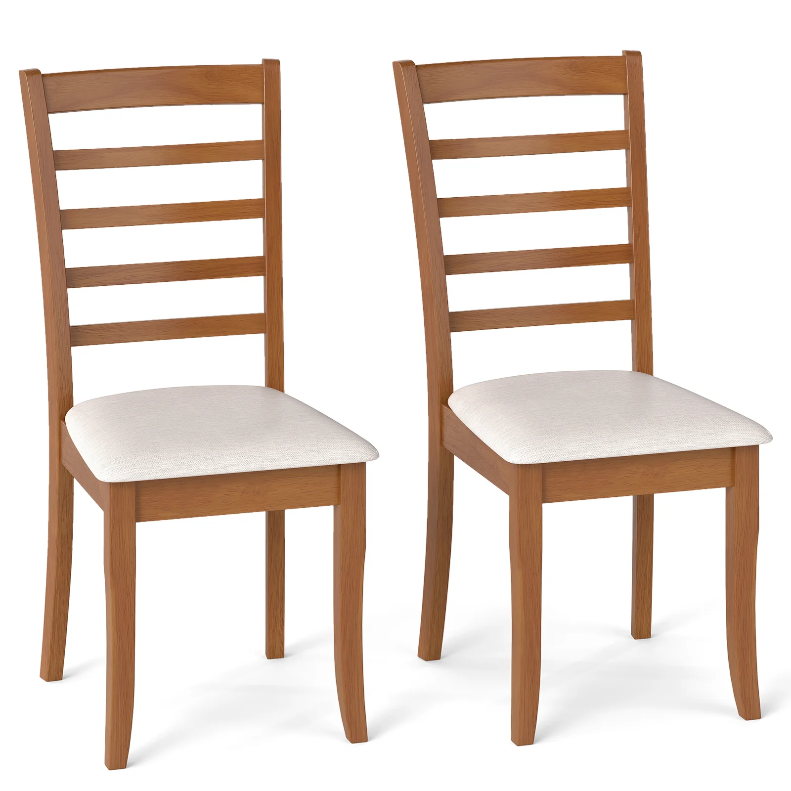 Wooden Dining Chair Set, Modern Upholstered Kitchen Chair, Beige - Image 4