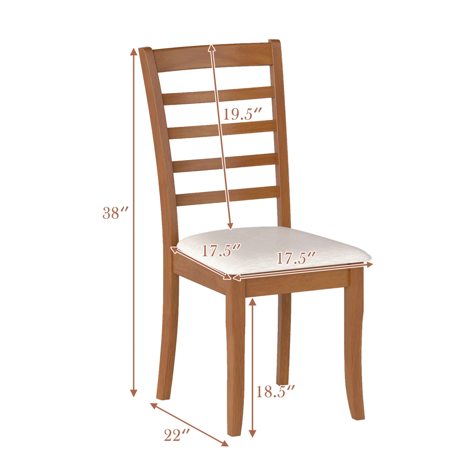 Wooden Dining Chair Set, Modern Upholstered Kitchen Chair, Beige - Image 5