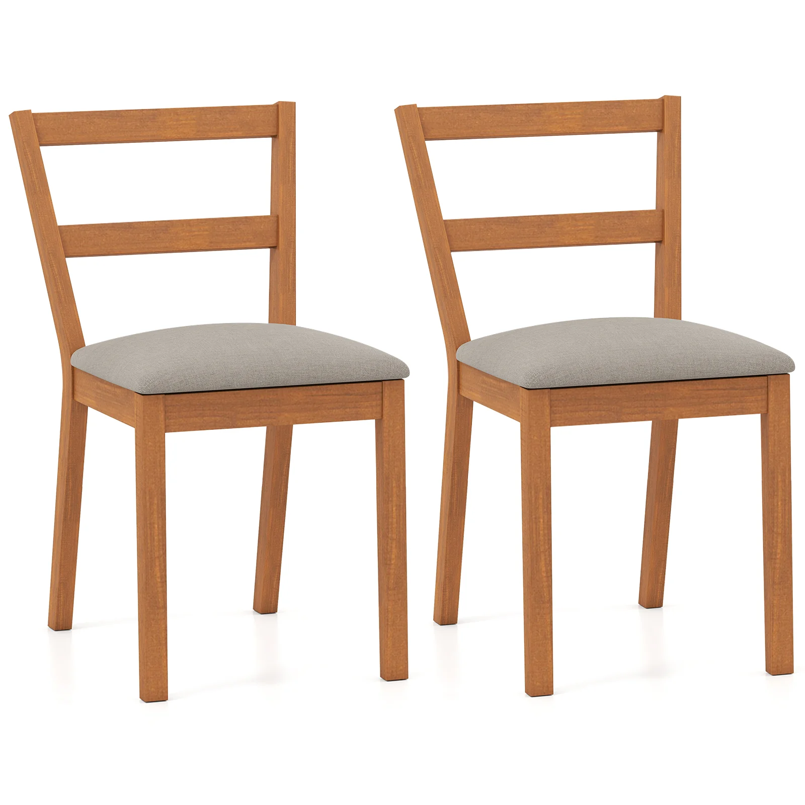 Wooden Dining Chair Set Of 2, Farmhouse Kitchen Chair, Upholstered Seat, Brown - Image 3