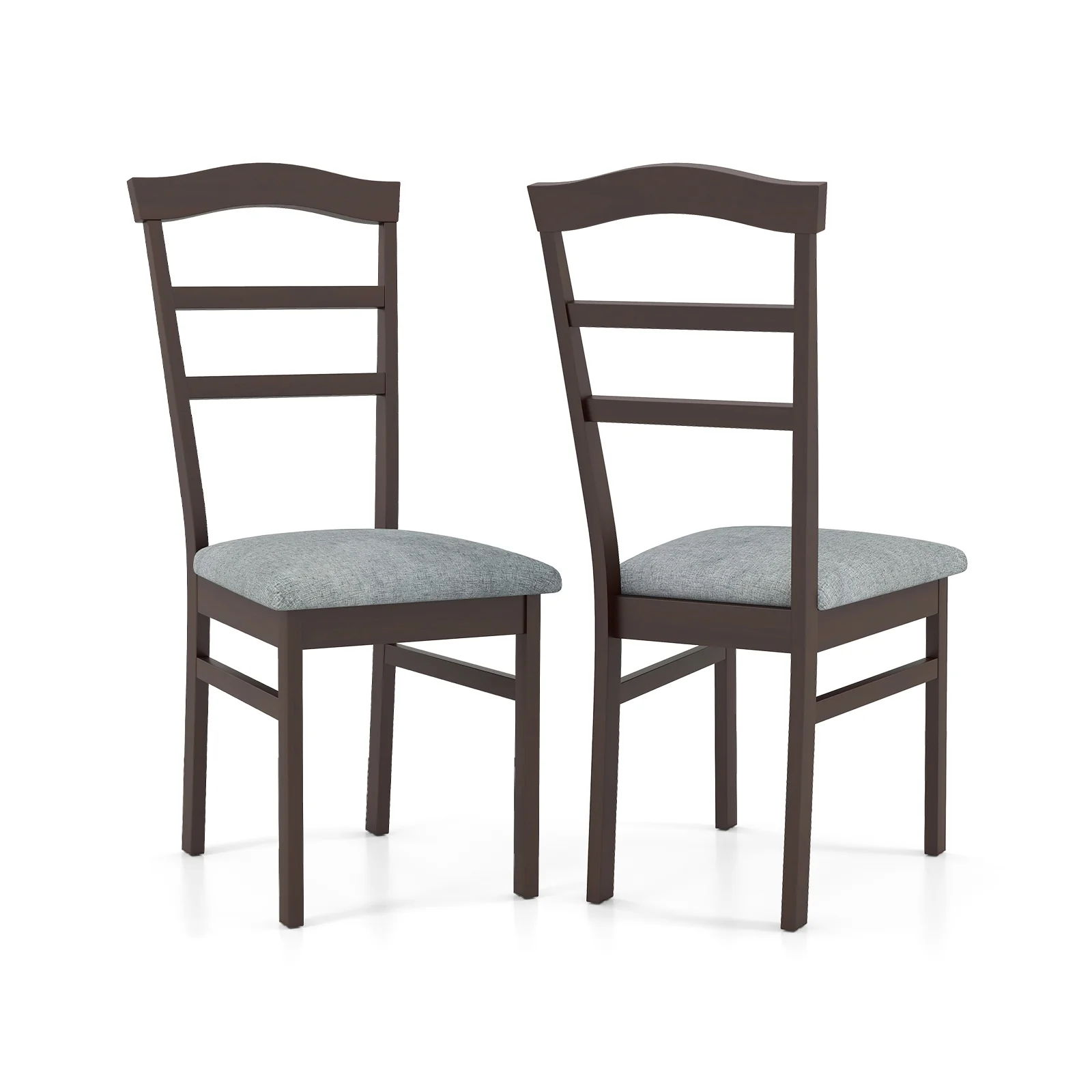 Wooden Dining Chair Set of 2 Linen Fabric Upholstered Kitchen Chairs Farmhouse Side Accent Chairs - Image 4