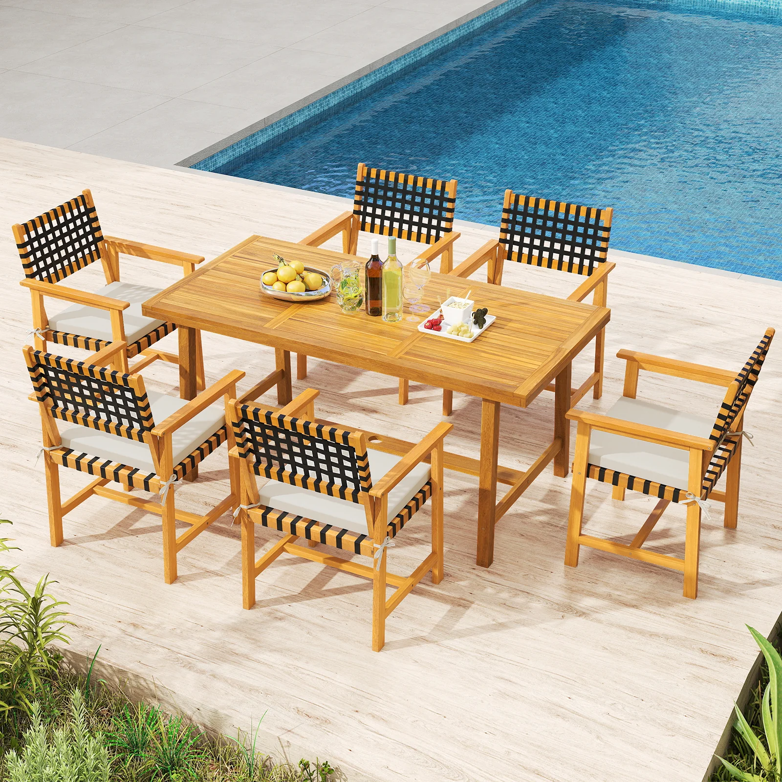Wooden Dining Chair Set Of 2, With Armrests And Curved Back, White - Image 6