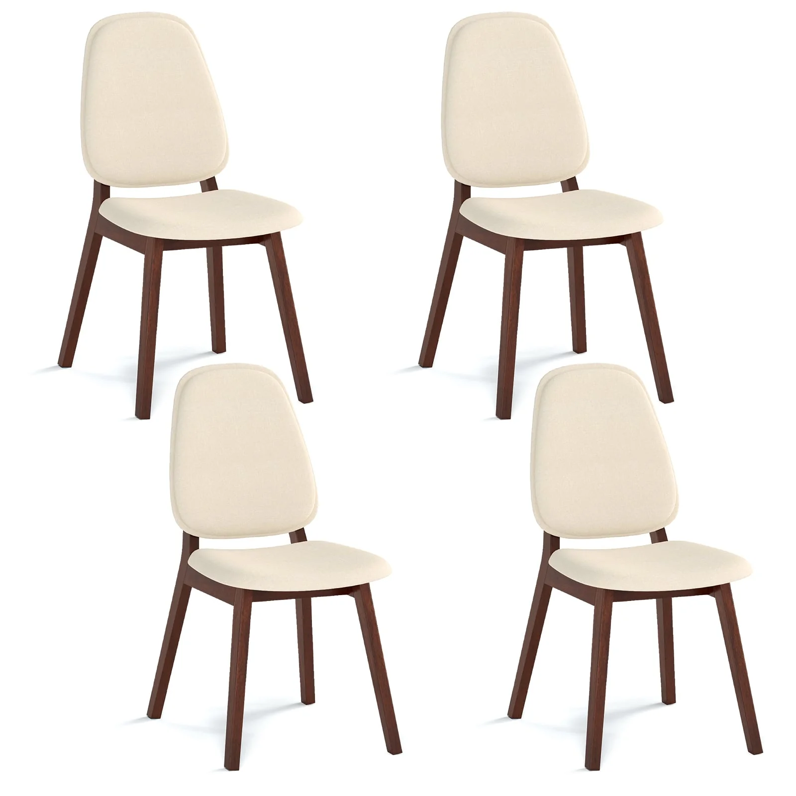 Wooden Dining Chair Set Of 4, Mid-Century Modern, Brown