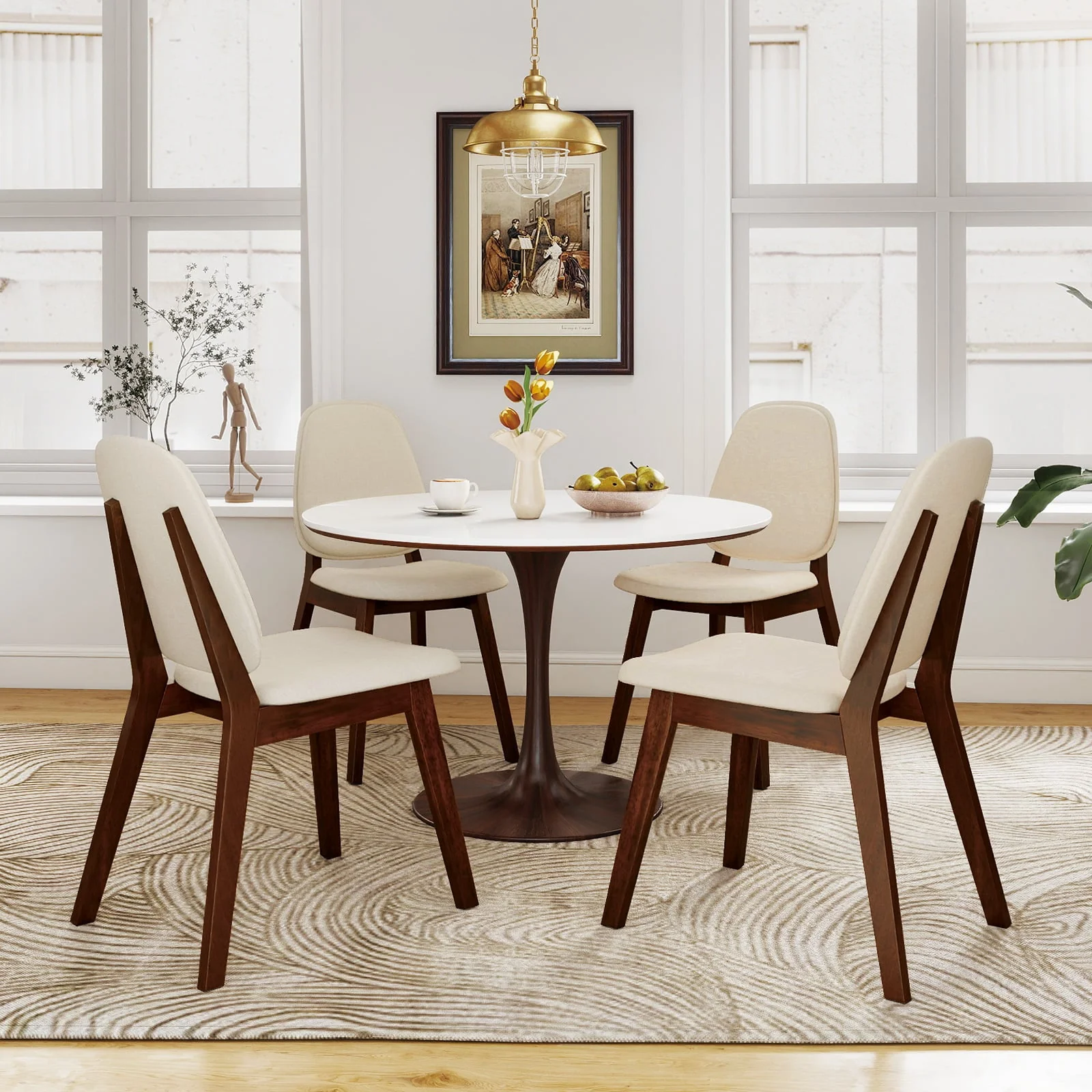 Wooden Dining Chair Set Of 4, Mid-Century Modern, Brown - Image 2