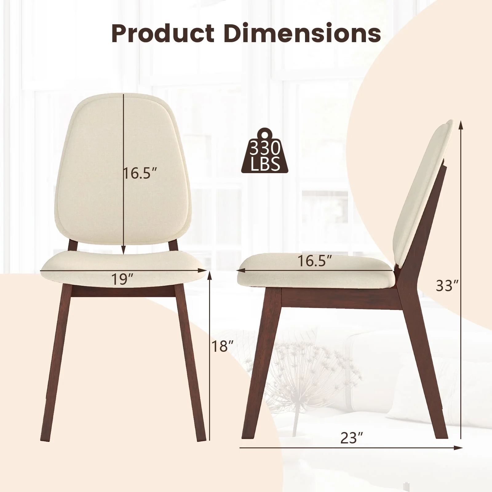 Wooden Dining Chair Set Of 4, Mid-Century Modern, Brown - Image 5