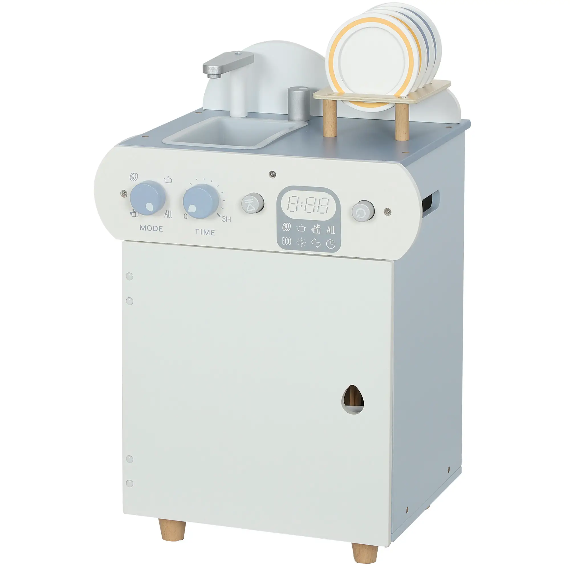 Wooden Dishwasher Playset, Play Sink Toys, Faucet and Accessories - Image 11