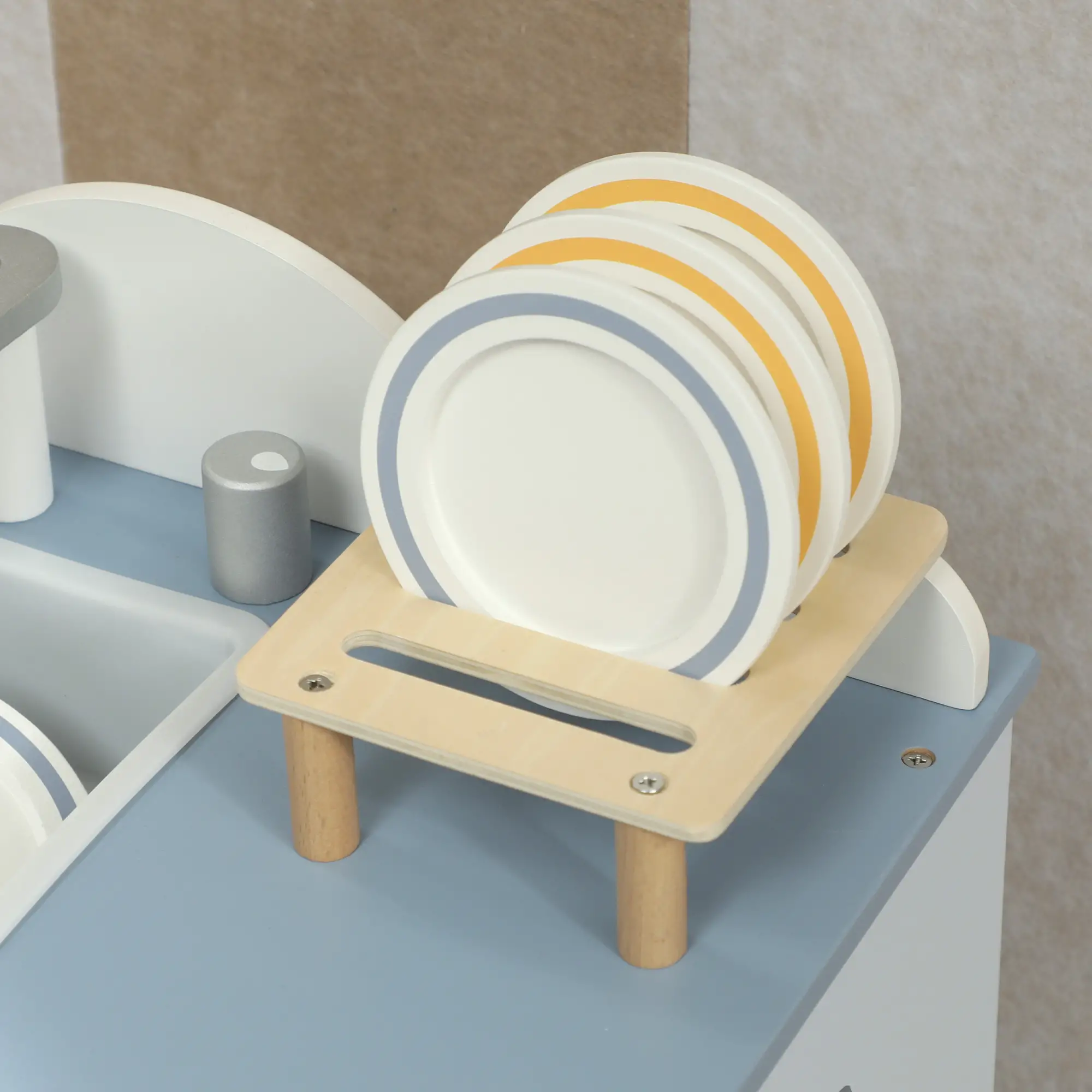 Wooden Dishwasher Playset, Play Sink Toys, Faucet and Accessories - Image 19