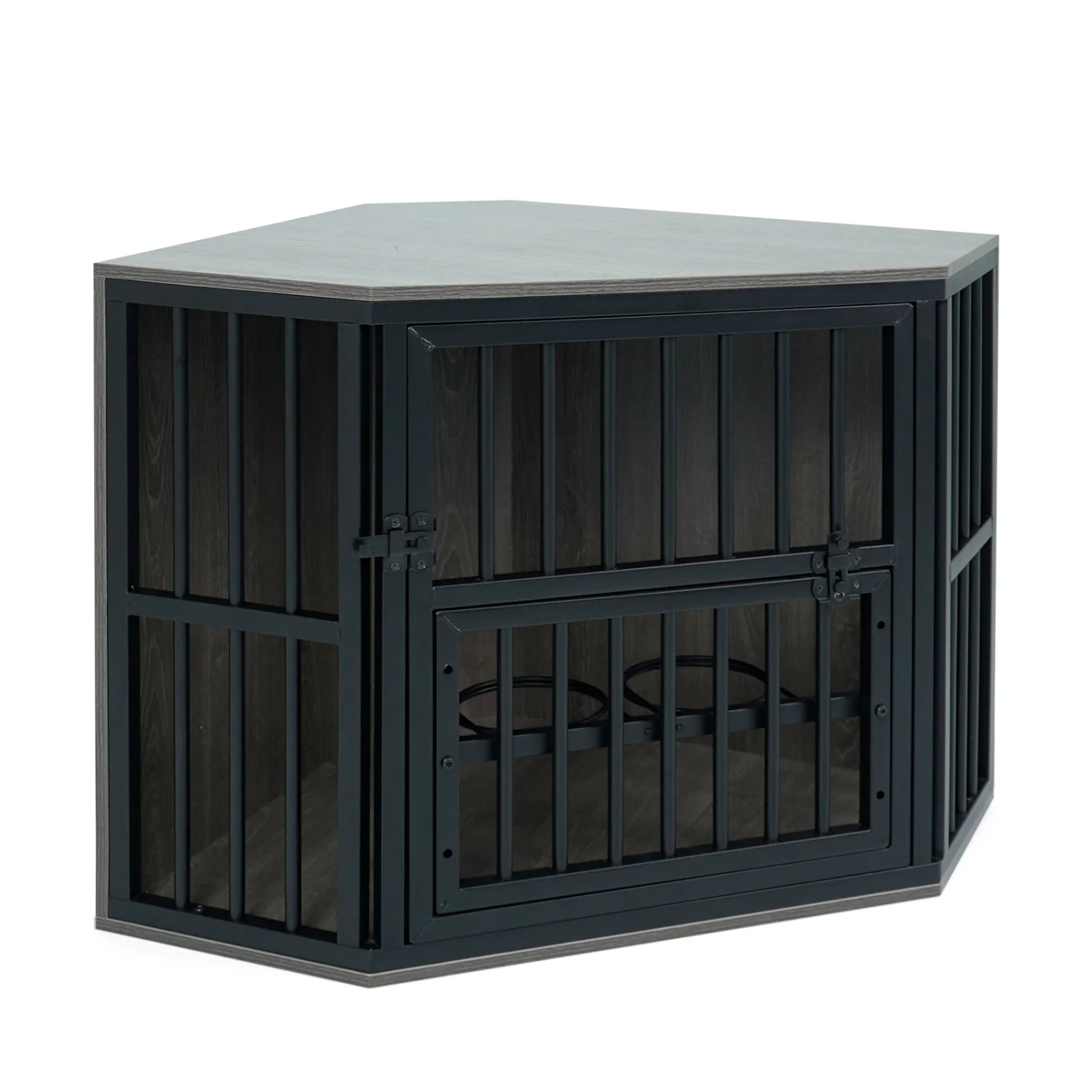 Wooden Dog Kennel End Table, 35.5 In, Oak