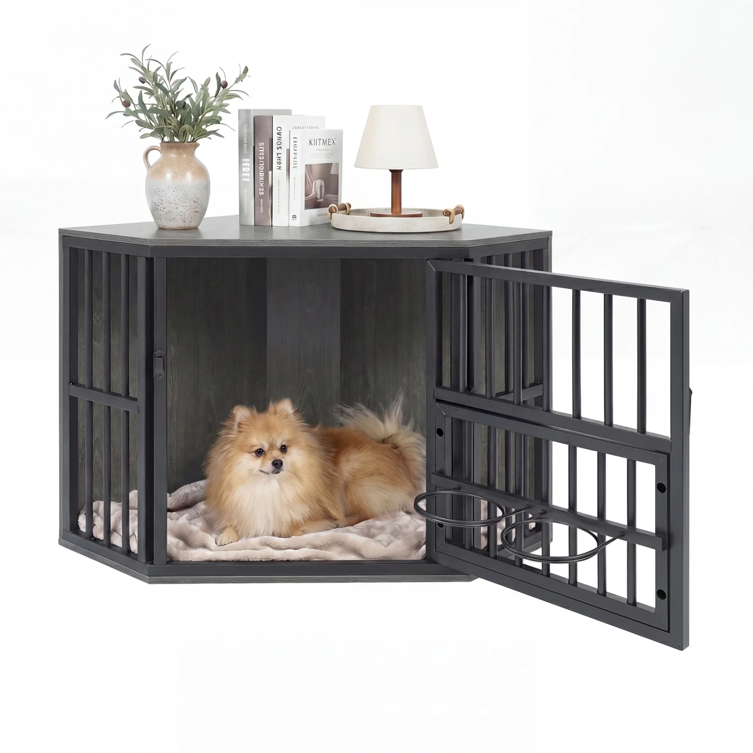 Wooden Dog Kennel End Table, 35.5 In, Oak - Image 4