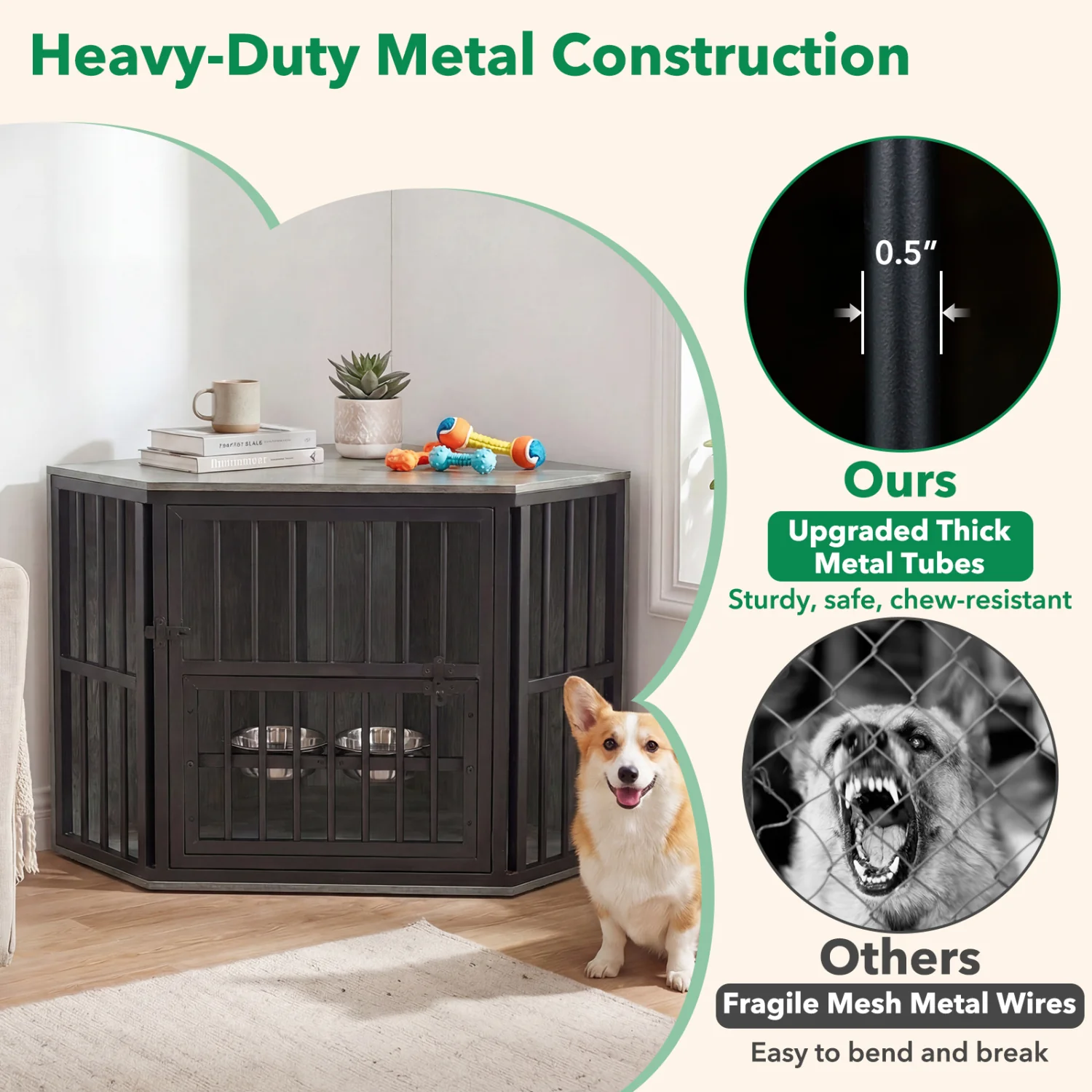 Wooden Dog Kennel End Table, 35.5 In, Oak - Image 7