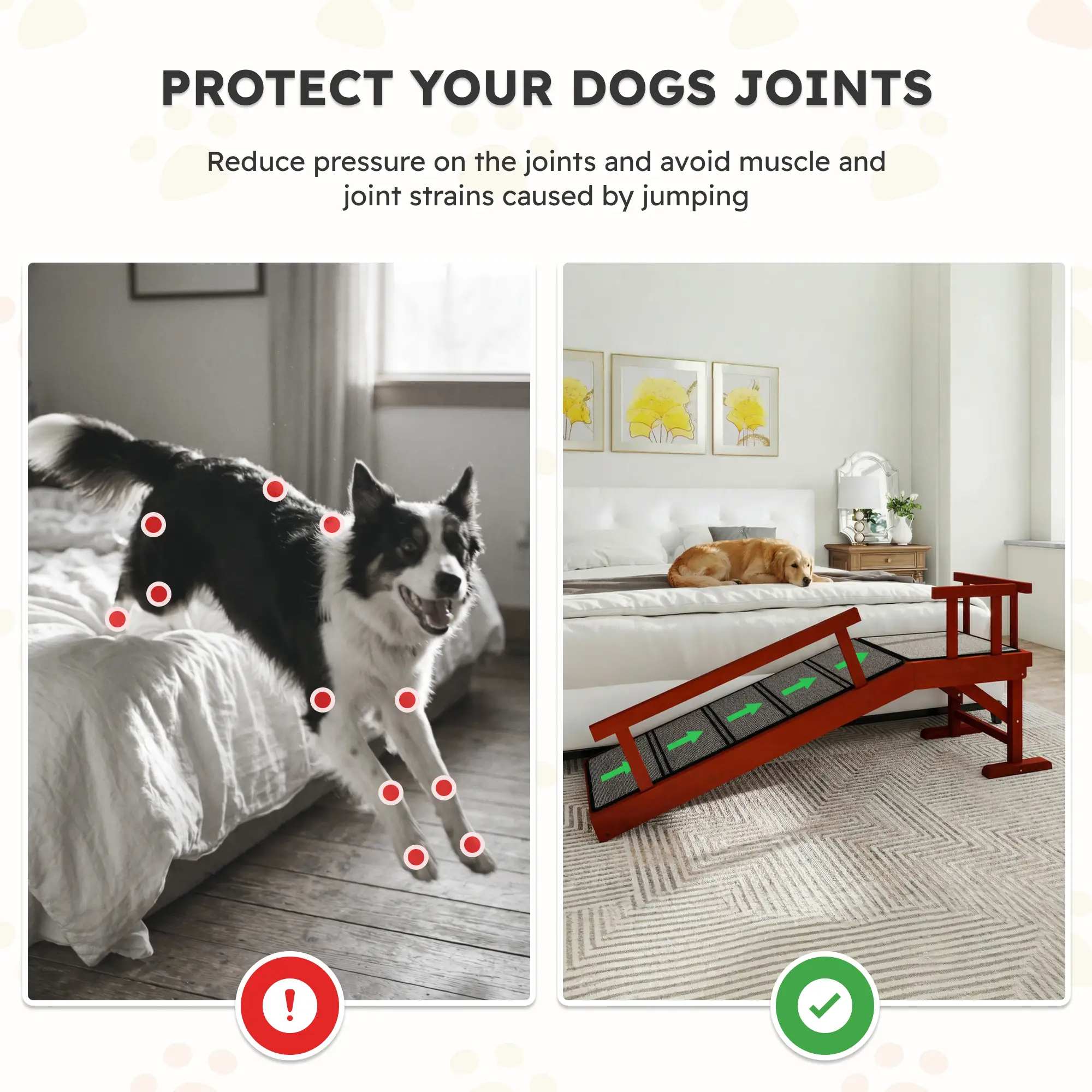 Wooden Dog Ramp, 49" Long, Non-Slip Rug, Removable Guardrails, Brown - Image 7