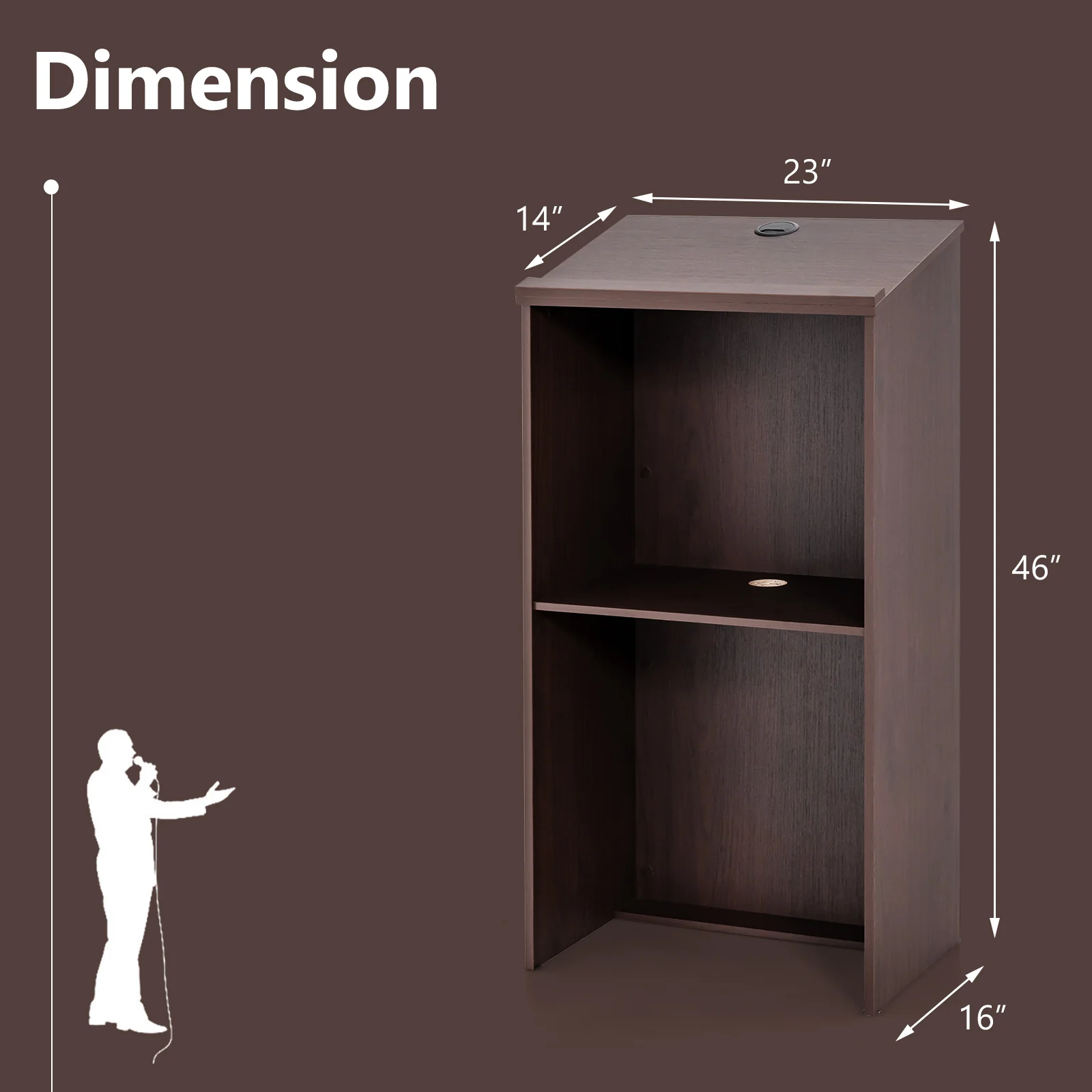Wooden Floor Standing Podium Lectern, Brown - Image 6