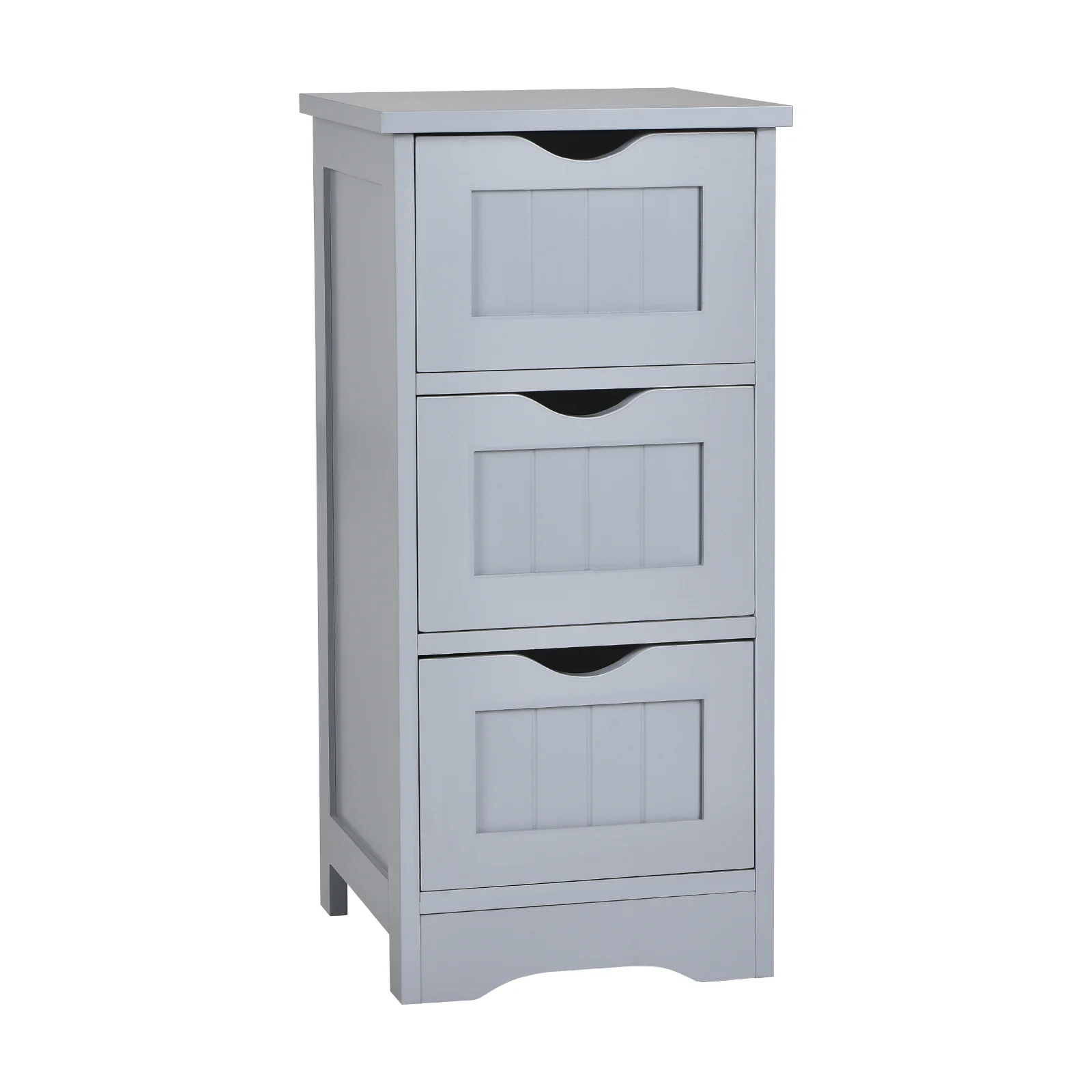 Wooden Free Standing Storage Cabinet, 3-Tier, Gray - Image 4